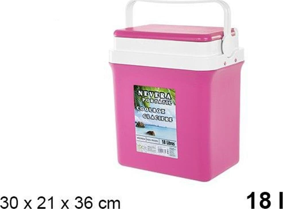FRIGO BORSA TERMICA ROSA PORTATILE CON COPERCHIO PIATTO DA 18 LT CON MANIGLIA 017080 - 2
