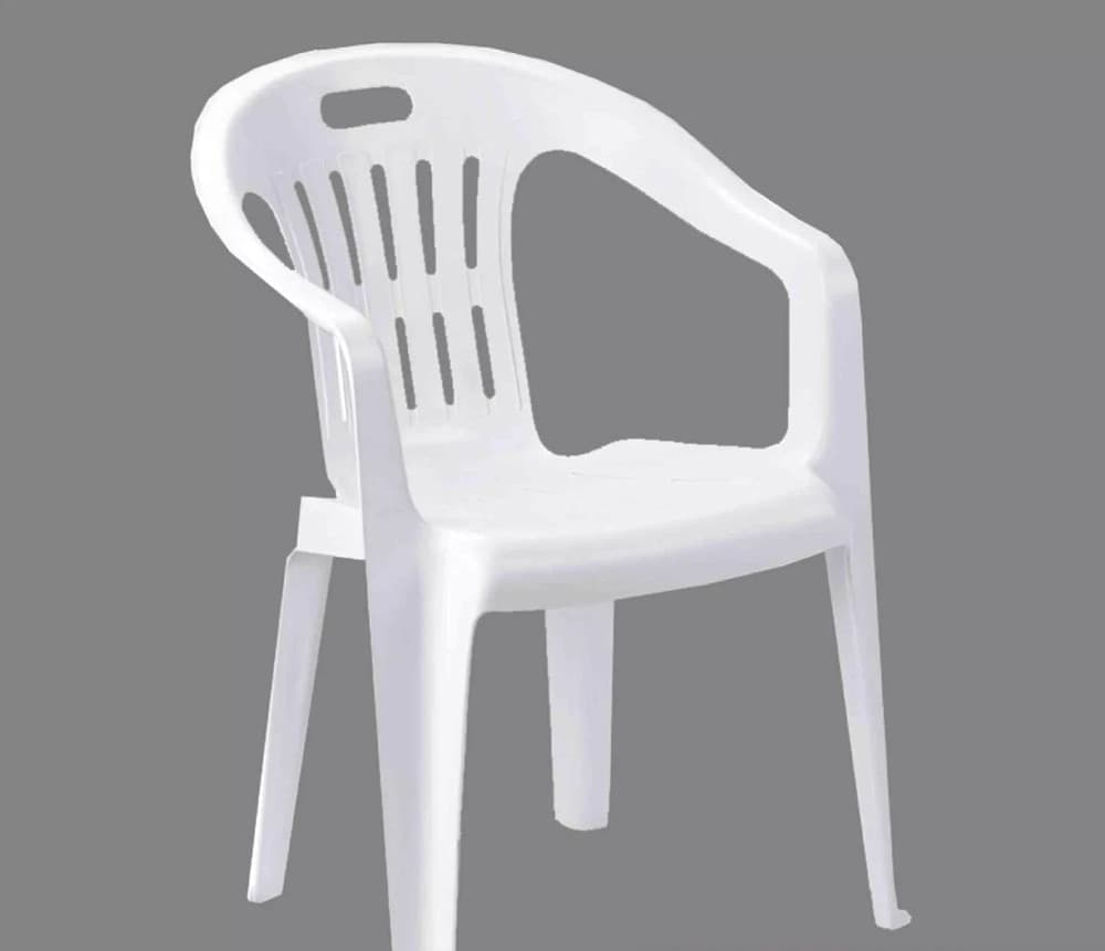 SET 4PZ SEDIA DA GIARDINO BIANCA POLTRONA IN PLASTICA MONOBLOCCO CON BRACCIOLI 862401 - 4