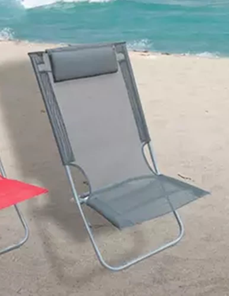 SPIAGGINA CON CUSCINO TESTIERA GRIGIO TEXTILENE 57X47X95CM PIEGHEVOLE PORTATILE 281033 - 5