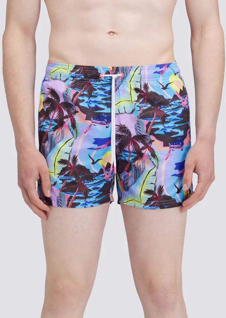 Sundek Costume uomo corto con vita elasticata Repreve con stampa HAWAIIAN POP in Pantaloncini e calzoncini Broadway Red - Barletta, commercioVirtuoso.it