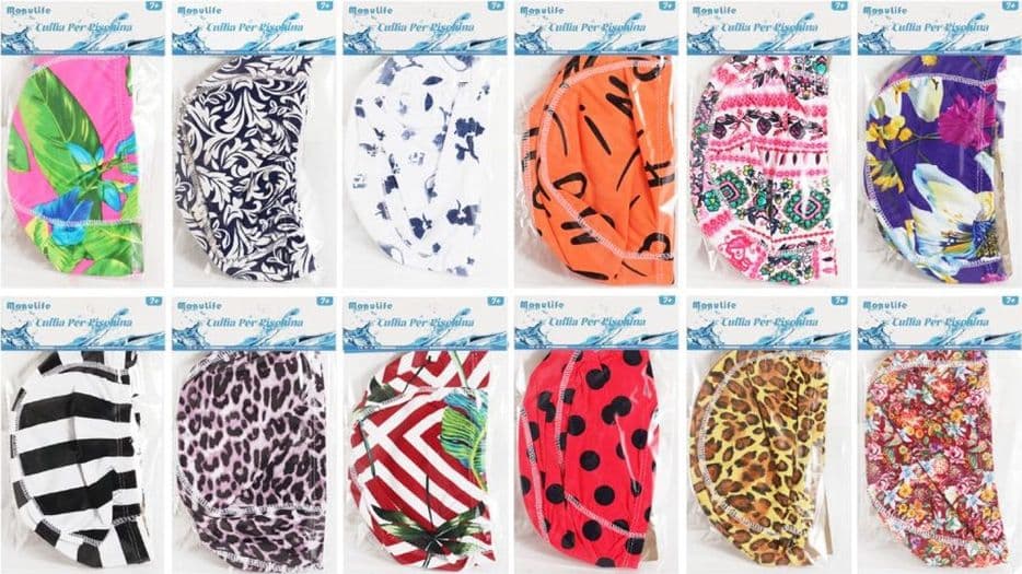 CUFFIA NUOTO PER PISCINA ESTATE IN TESSUTO UNISEX VARIE FANTASIE MISTE 25X17 CM 605435 - 3
