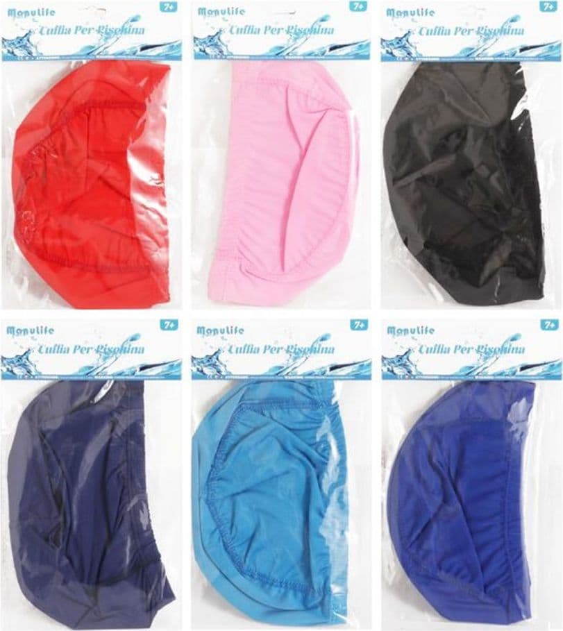 CUFFIA NUOTO PER PISCINA ESTATE IN TESSUTO UNISEX 6 COLORI MISTI 25X17 CM 605434 - 4