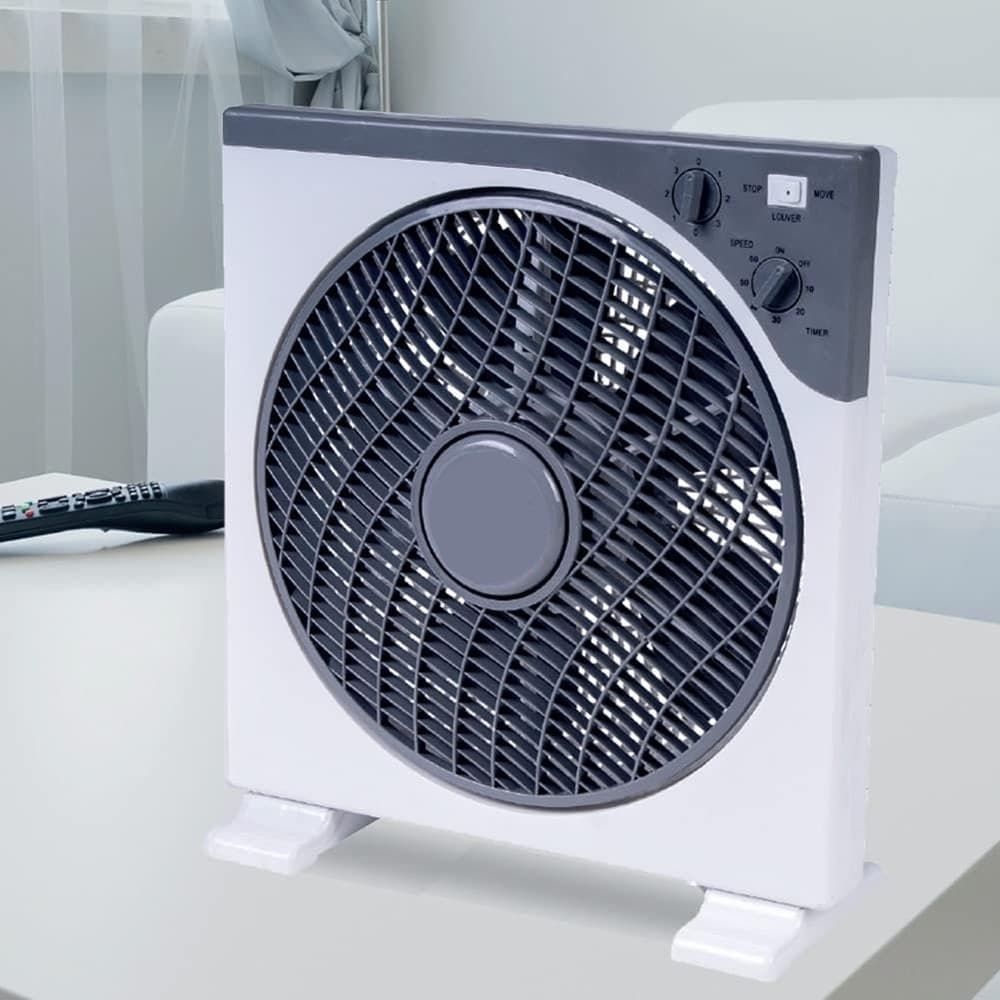 VENTILATORE QUADRATO BOX FAN 45 WATT 30 CM CON TIMER BIANCO GRIGIO 5 PALE 5340054 - 2
