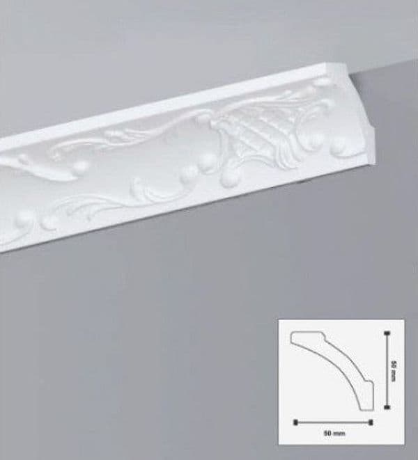 €1,43ml *** STOCK *** Pacco da 90ml di cornice decorativa in polistirene compatto XPS 50X50x2000 LD50G