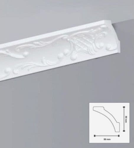 €1,43ml *** STOCK *** Pacco da 90ml di cornice decorativa in polistirene compatto XPS 50X50x2000 LD50G