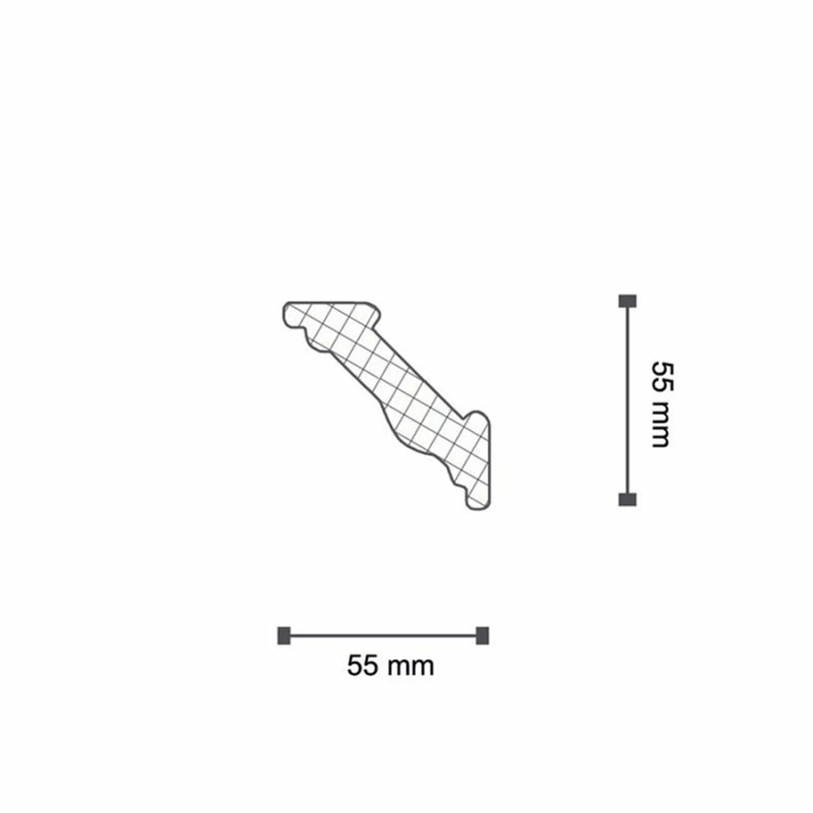 €1,10ml *** STOCK *** Pacco da 96ml di cornice decorativa in polistirene compatto XPS 55X55x2000 LD18G Eternal Parquet