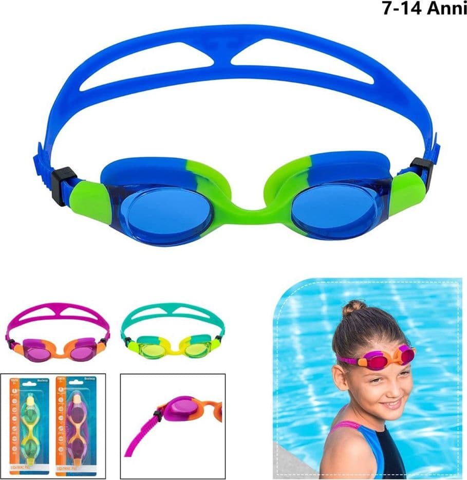 OCCHIALINI DA NUOTO PISCINA  IN SILICONE PER BAMBINI 7-14 ANNI OCEAN CREST 3 COLORI 21065 - 8