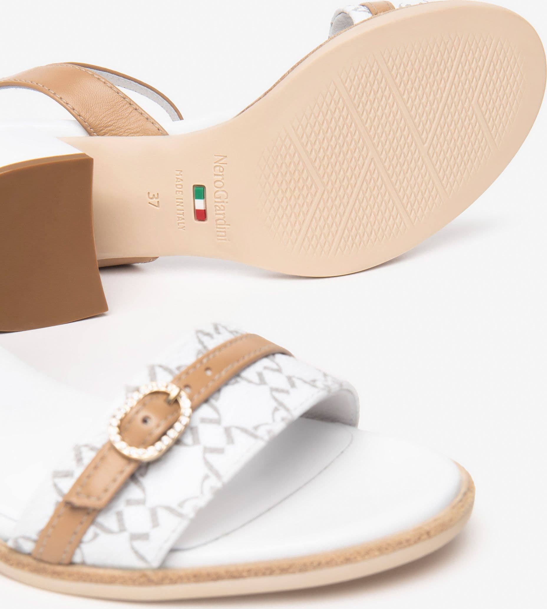 Nero Giardini sandalo bianco con fibbia strass - 5
