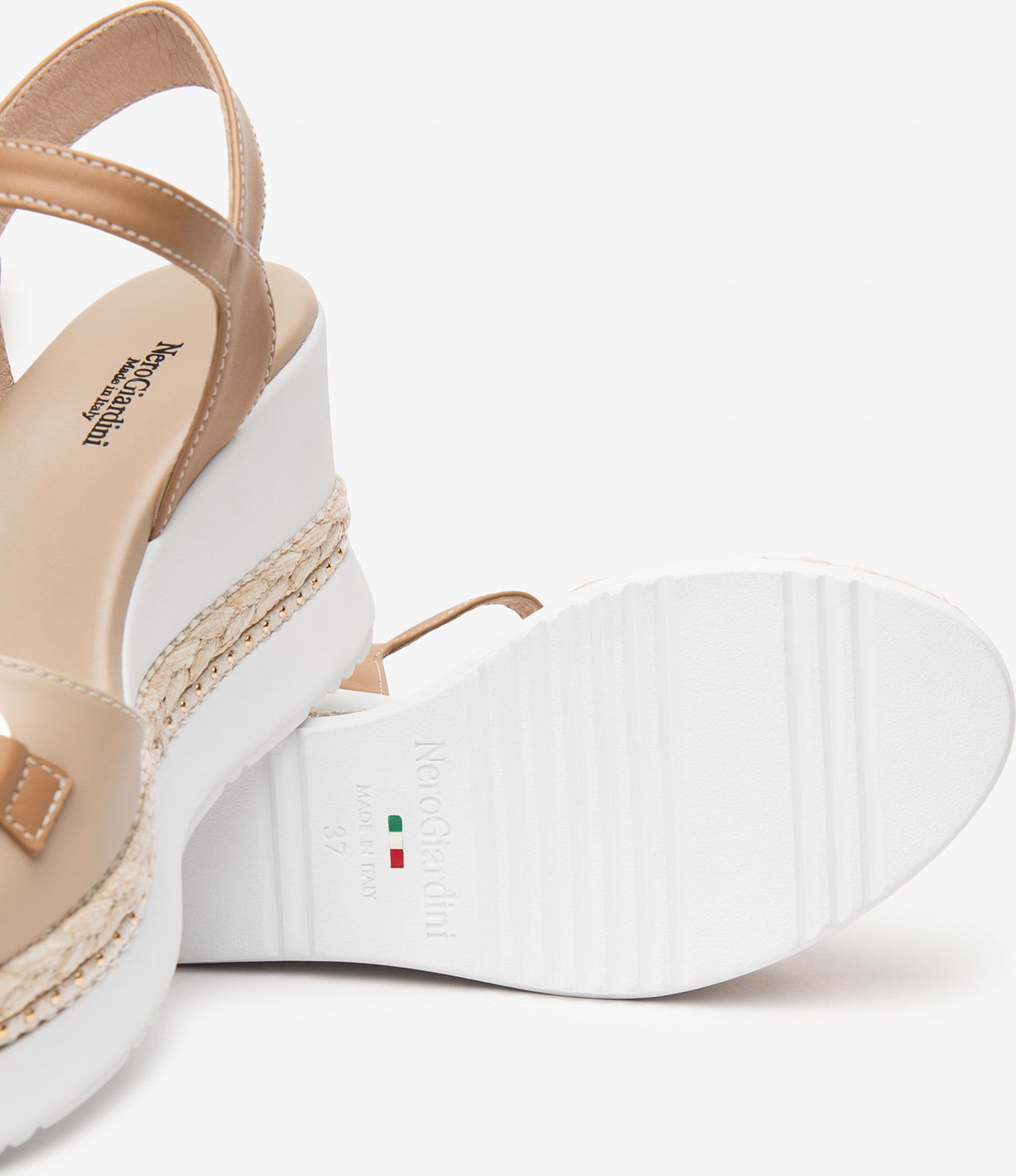 Nero Giardini sandali donna col. lino con zeppa E513552D453 - 5