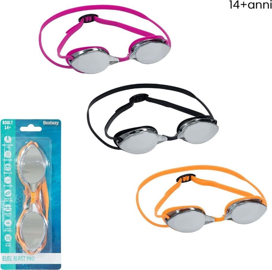 OCCHIALINI DA NUOTO PISCINA A SPECCHIO PROTEZIONE UV OCEAN SWELL 14+ ANNI 3 COLORI 21066 - 23