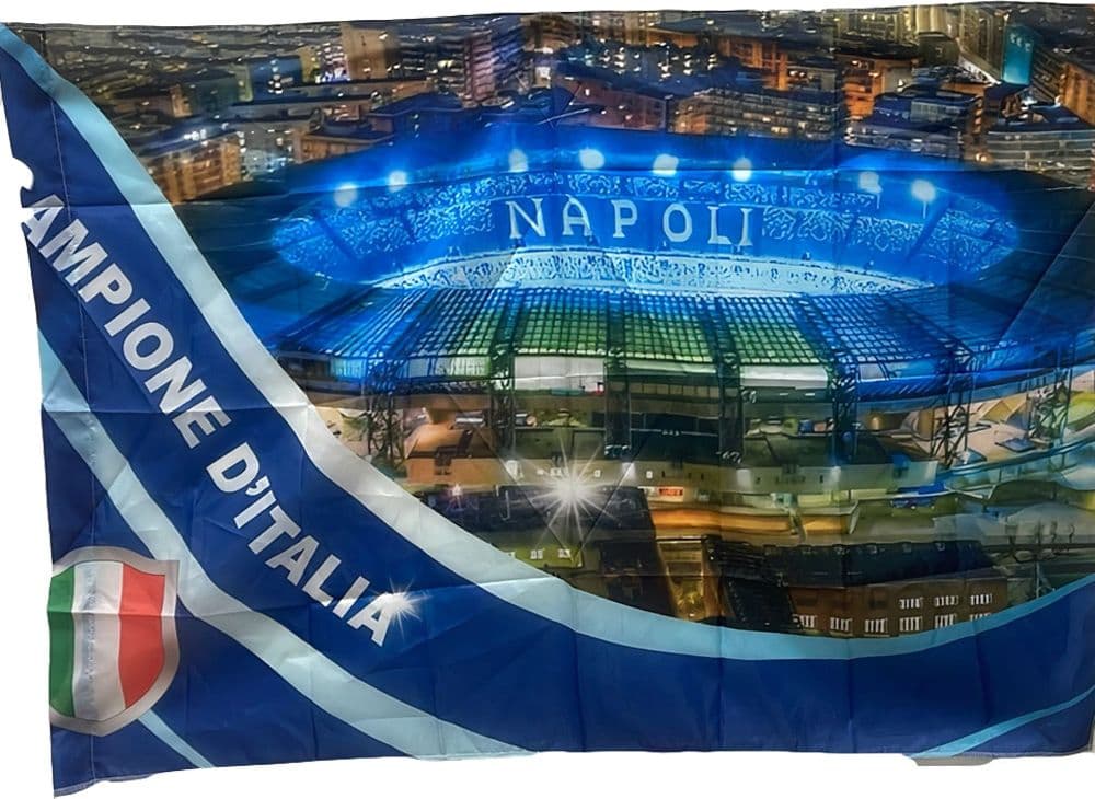 BANDIERA FORZA NAPOLI CALCIO STADIO MARADONA CAMPIONE D'ITALIA FESTA SCUDETTO