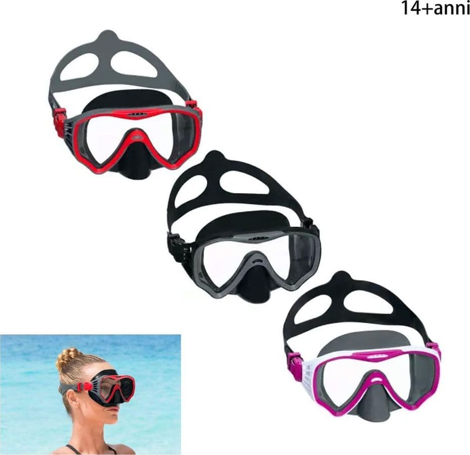 MASCHERA IMMERSIONI CRUSADER PRO CINTURINO SILICONE REGOLABILE 14+ ANNI 3 COLORI 22074 - 17