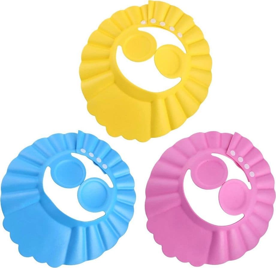 CAPPELLO DOCCIA PER BAMBINI 3 PZ CUFFIA DA BAGNO PER TESTA BAMBINO REGOLABILE VISIERA - 6