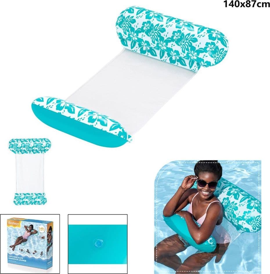 MATERASSO AMACA GONFIABILE GALLEGGIANTE DESIGN TROPICALE PISCINA 114X81X22CM 43839 - 8