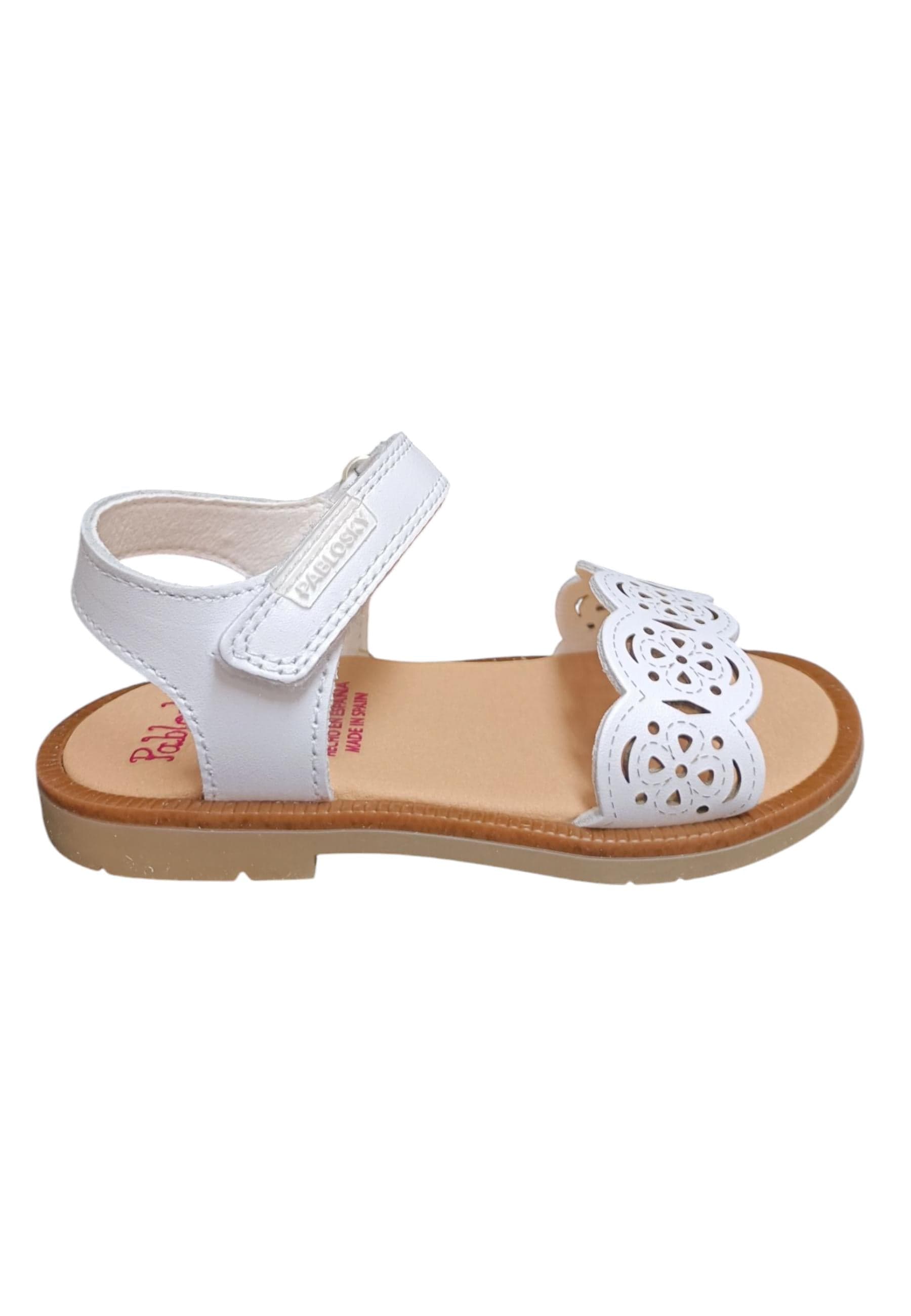 Sandalo bambina Pablosky Olimpo bianco pelle velcro comfort anatomico in Ballerine Scarpetteria Gica - Trani, commercioVirtuoso.it