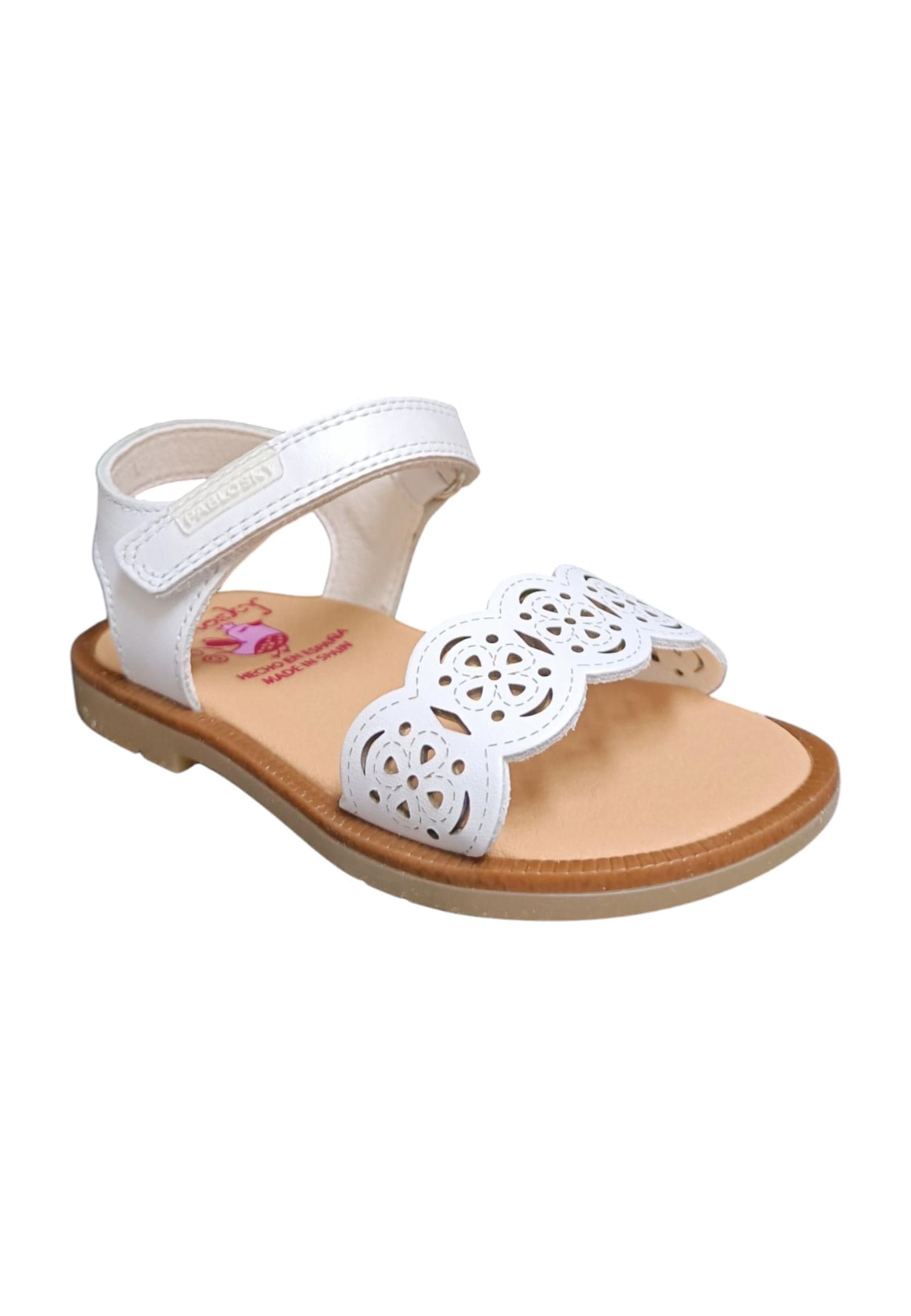 Sandalo bambina Pablosky Olimpo bianco pelle velcro comfort anatomico in Ballerine Scarpetteria Gica - Trani, commercioVirtuoso.it