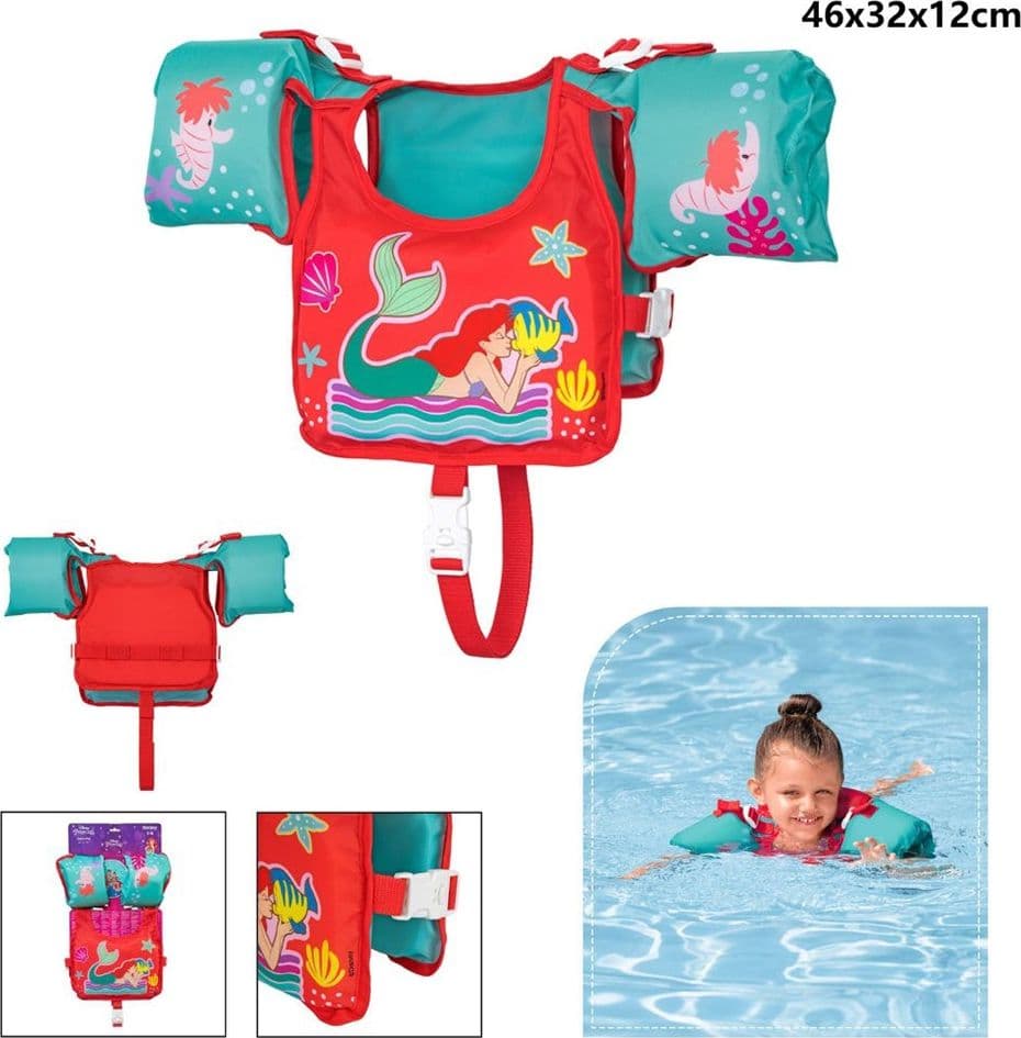 GIUBBETTO SALVAGENTE NUOTO SIRENETTA ARIEL GILET CON BRACCIOLI BAMBINI 3-6 ANNI ‎9101I - 13