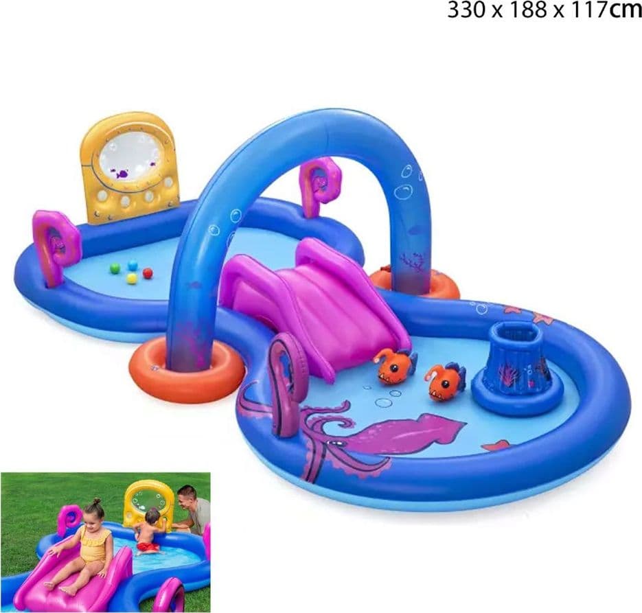 PLAY CENTER GONFIABILE SEA ODYSSEY PISCINA SCIVOLO PER BAMBINI 330X188X117CM 53167 - 9