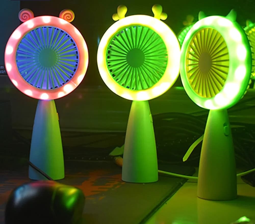 MINI VENTILATORE CON LUCE A LED HQ66-17 PORTATILE BATTERIA RICARICABILE USB 2 VELOCITÀ - 8
