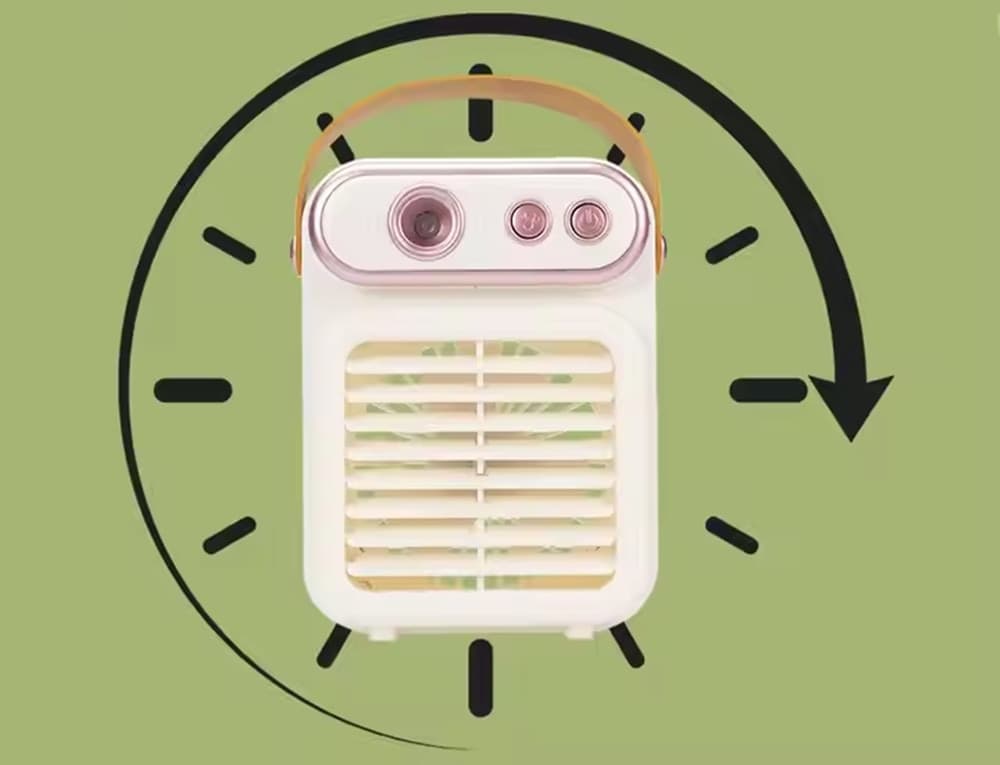 MINI VENTILATORE A SPRUZZO VINTAGE RETRO DA TAVOLO ELETTRICO PORTATILE USB BATTERIA - 11