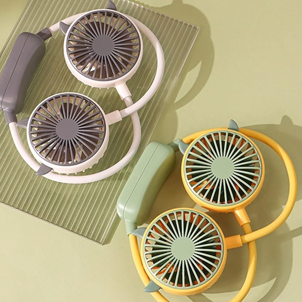 VENTILATORE PORTATILE DA APPENDERE AL COLLO 2 VELOCITÀ USB RICARICABILE PER SPORT VIAGGI - 7