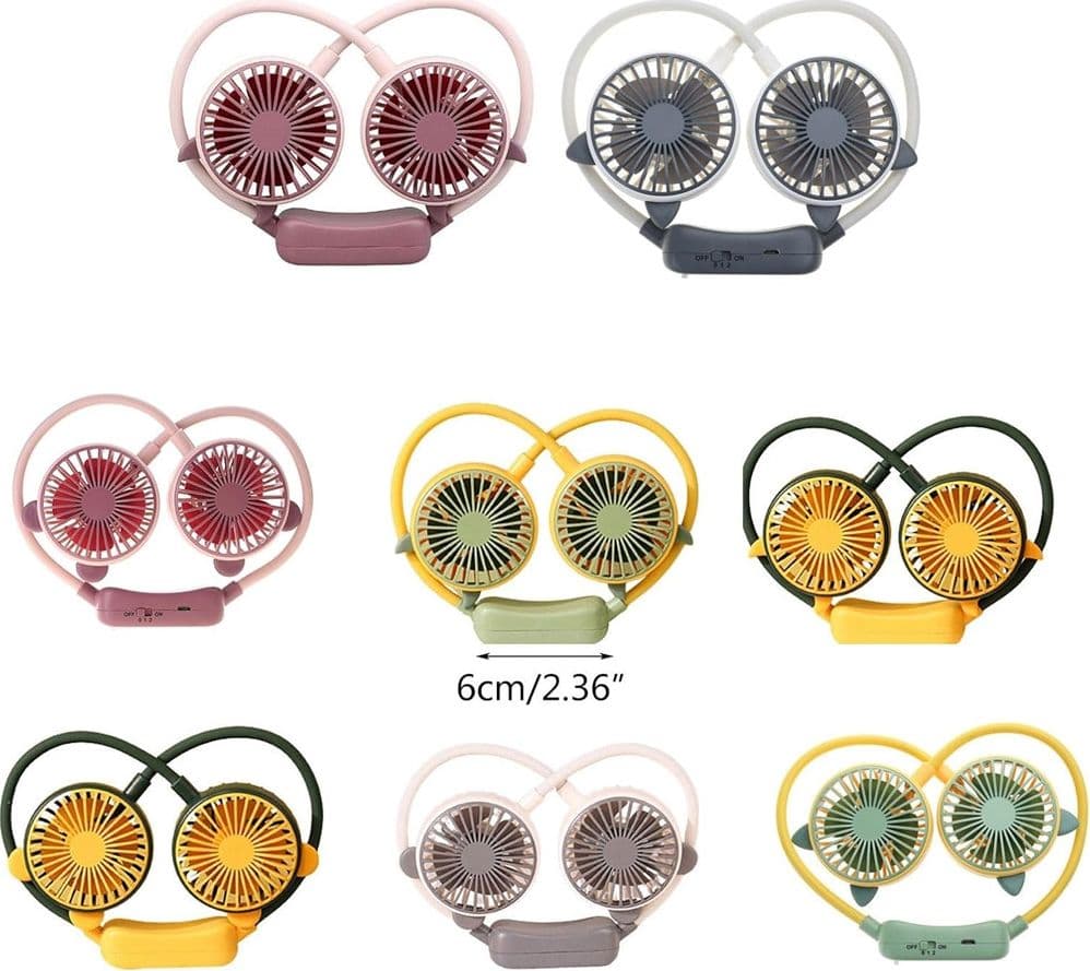 VENTILATORE PORTATILE DA APPENDERE AL COLLO 2 VELOCITÀ USB RICARICABILE PER SPORT VIAGGI - 8