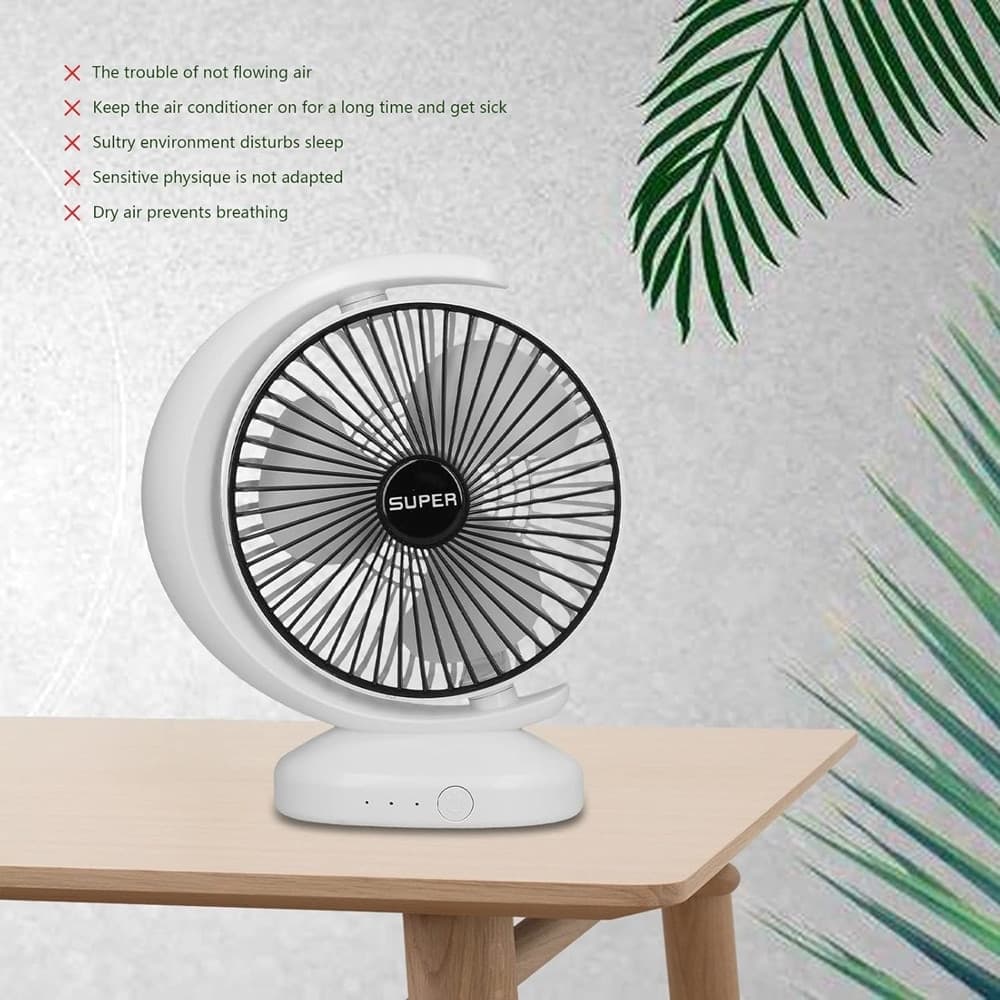 VENTILATORE DA TAVOLO USB SILENZIOSA CON ROTAZIONE TESTA FLUSSO D'ARIA A 3 LIVELLI - 9