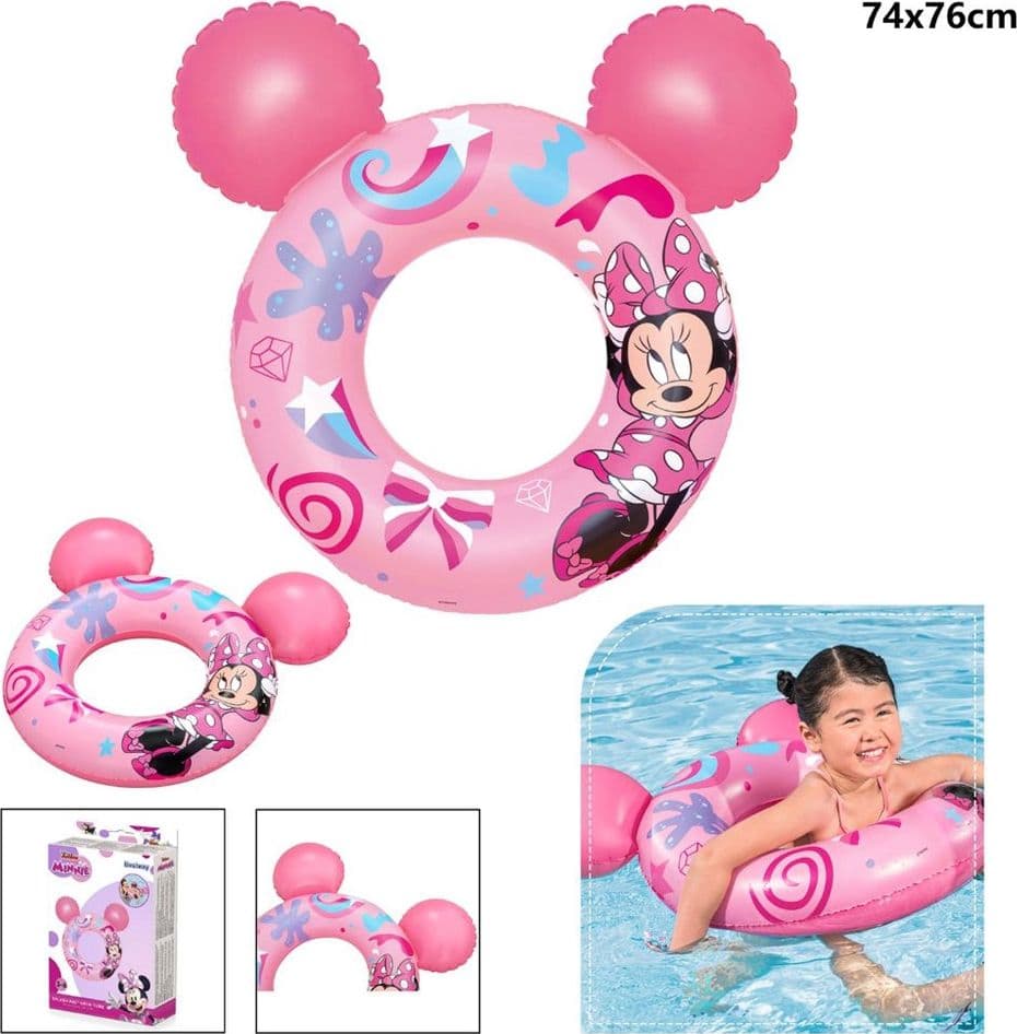SALVAGENTE GONFIABILE GALLEGGIANTE SPLASH PAL MINNIE CON ORECCHIE ROSA 65 CM 9102N - 13