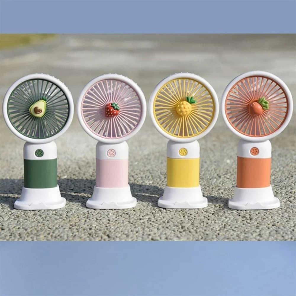 MINI VENTILATORE A MANO BATTERIA RICARICABILE USB PORTATILE TASCABILE VIAGGIO CON BASE - 27