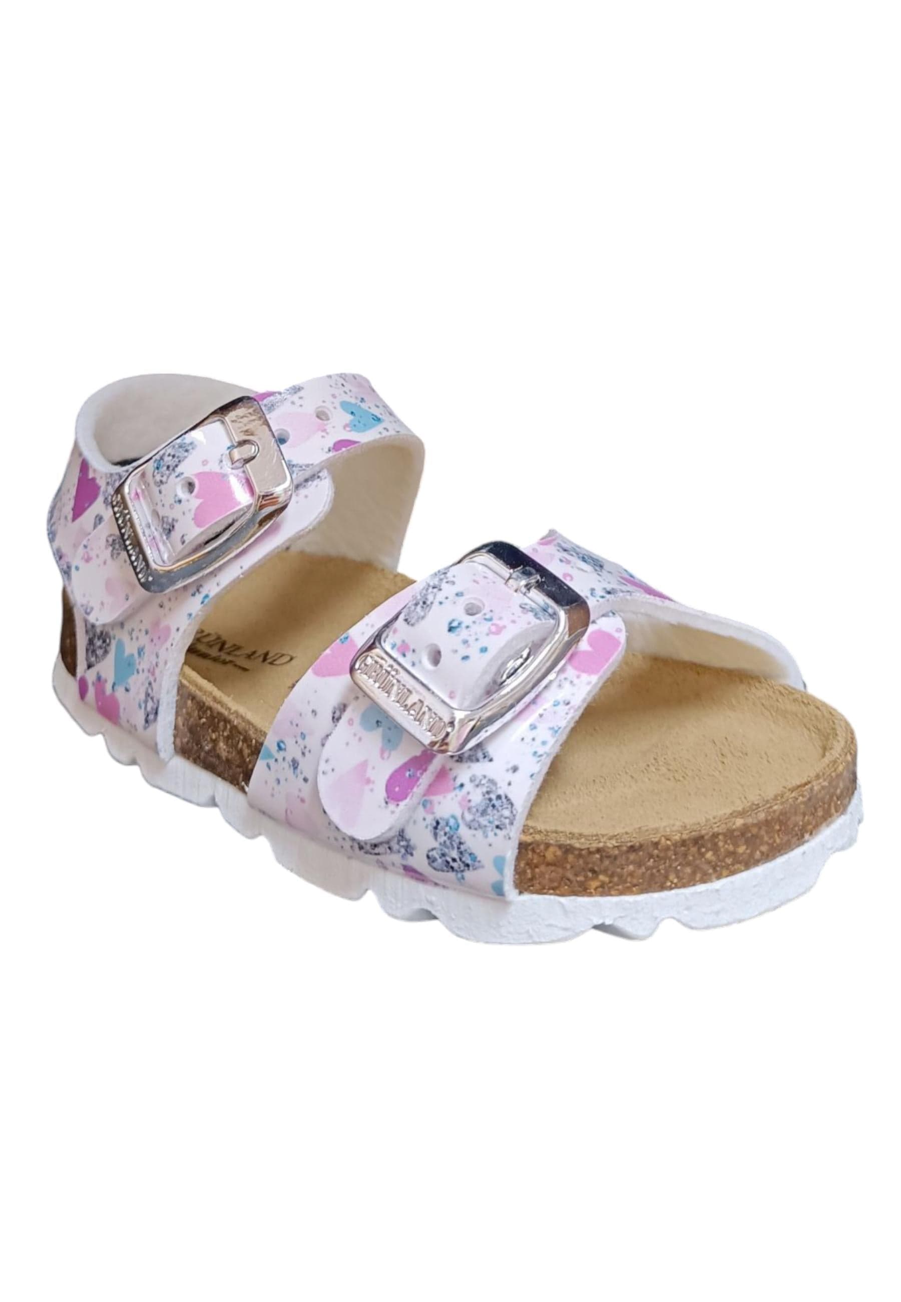 Sandalo bio bambino Grunland Junior 1113 bianco multi pelle sughero fibbia comfort in Ballerine Scarpetteria Gica - Trani, commercioVirtuoso.it