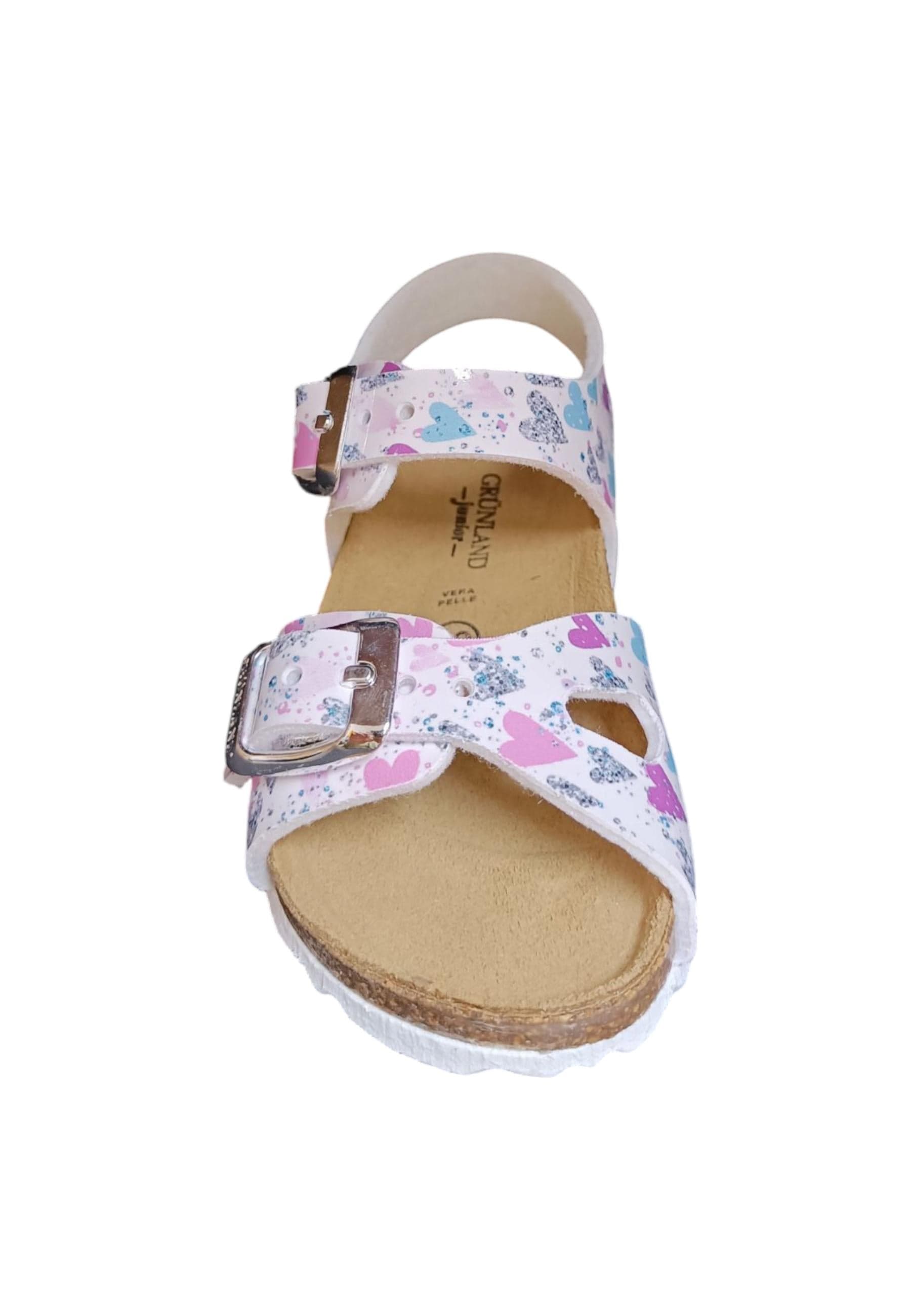 Sandalo bio bambino Grunland Junior 1113 bianco multi pelle sughero fibbia comfort in Ballerine Scarpetteria Gica - Trani, commercioVirtuoso.it