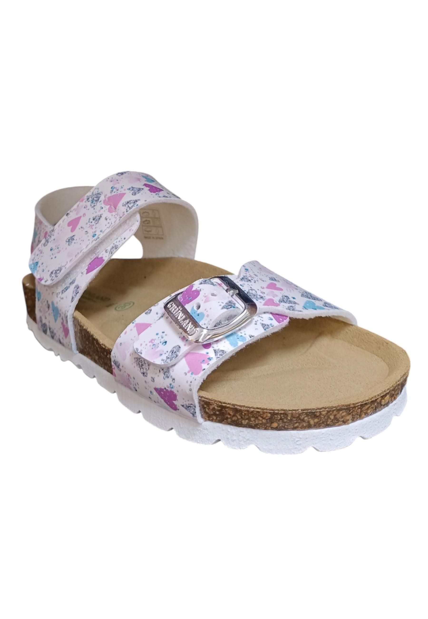 Sandalo bio bambino Grunland Junior 1127 bianco multi pelle sughero fibbia comfort in Ballerine Scarpetteria Gica - Trani, commercioVirtuoso.it