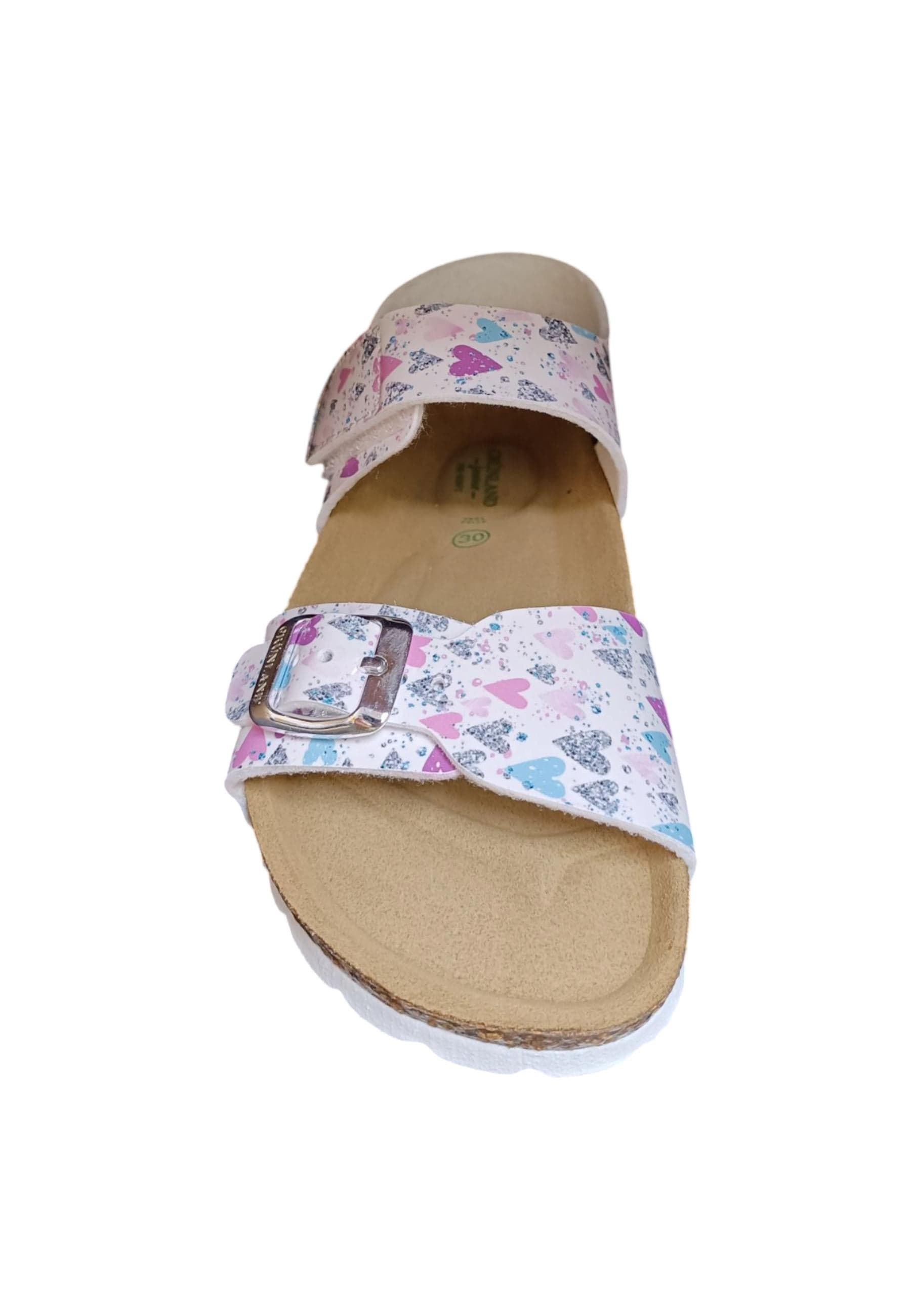 Sandalo bio bambino Grunland Junior 1127 bianco multi pelle sughero fibbia comfort in Ballerine Scarpetteria Gica - Trani, commercioVirtuoso.it