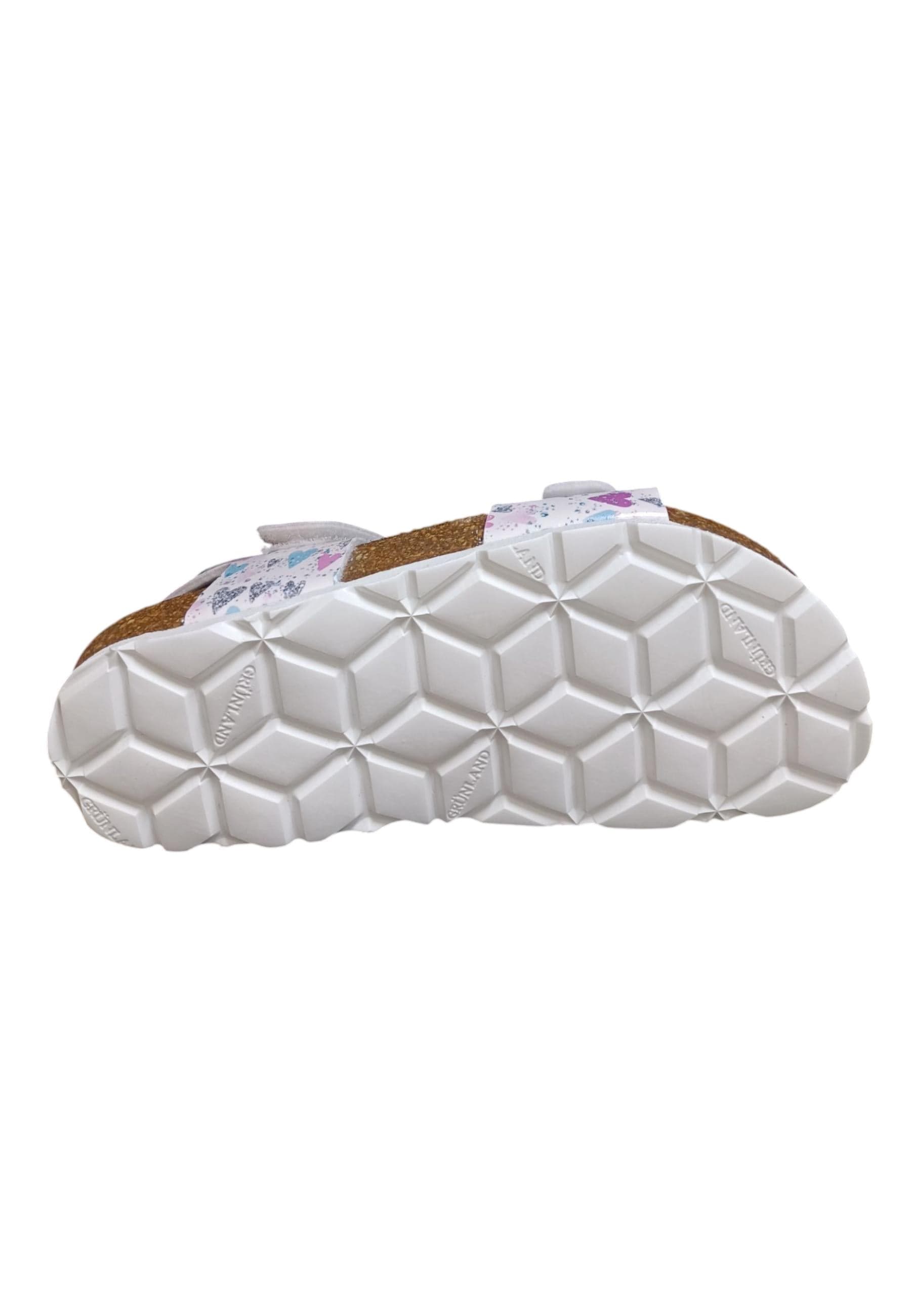 Sandalo bio bambino Grunland Junior 1127 bianco multi pelle sughero fibbia comfort in Ballerine Scarpetteria Gica - Trani, commercioVirtuoso.it