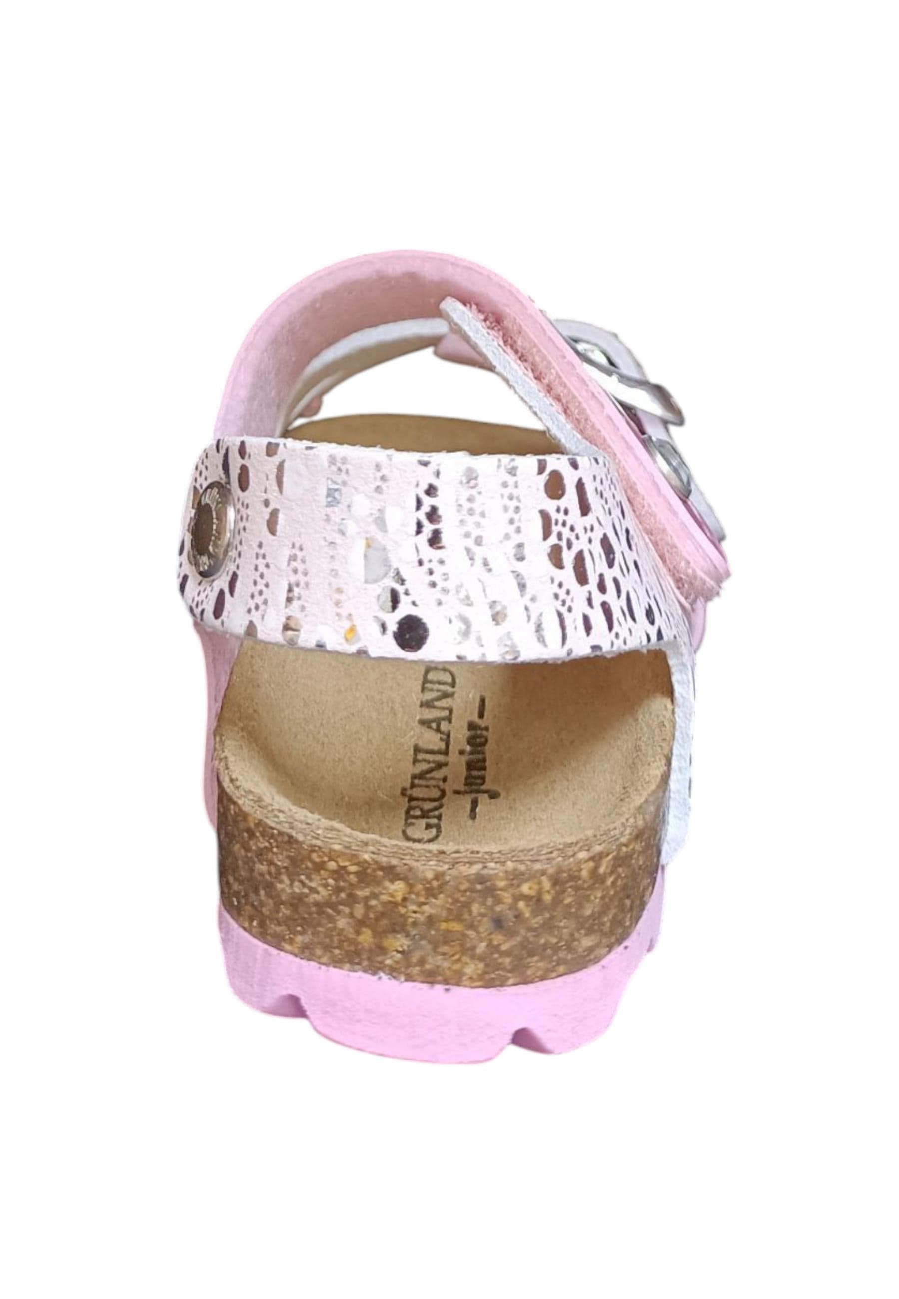 Sandalo bio bambino Grunland Junior 1116 rosa pelle sughero fibbia comfort in Ballerine Scarpetteria Gica - Trani, commercioVirtuoso.it