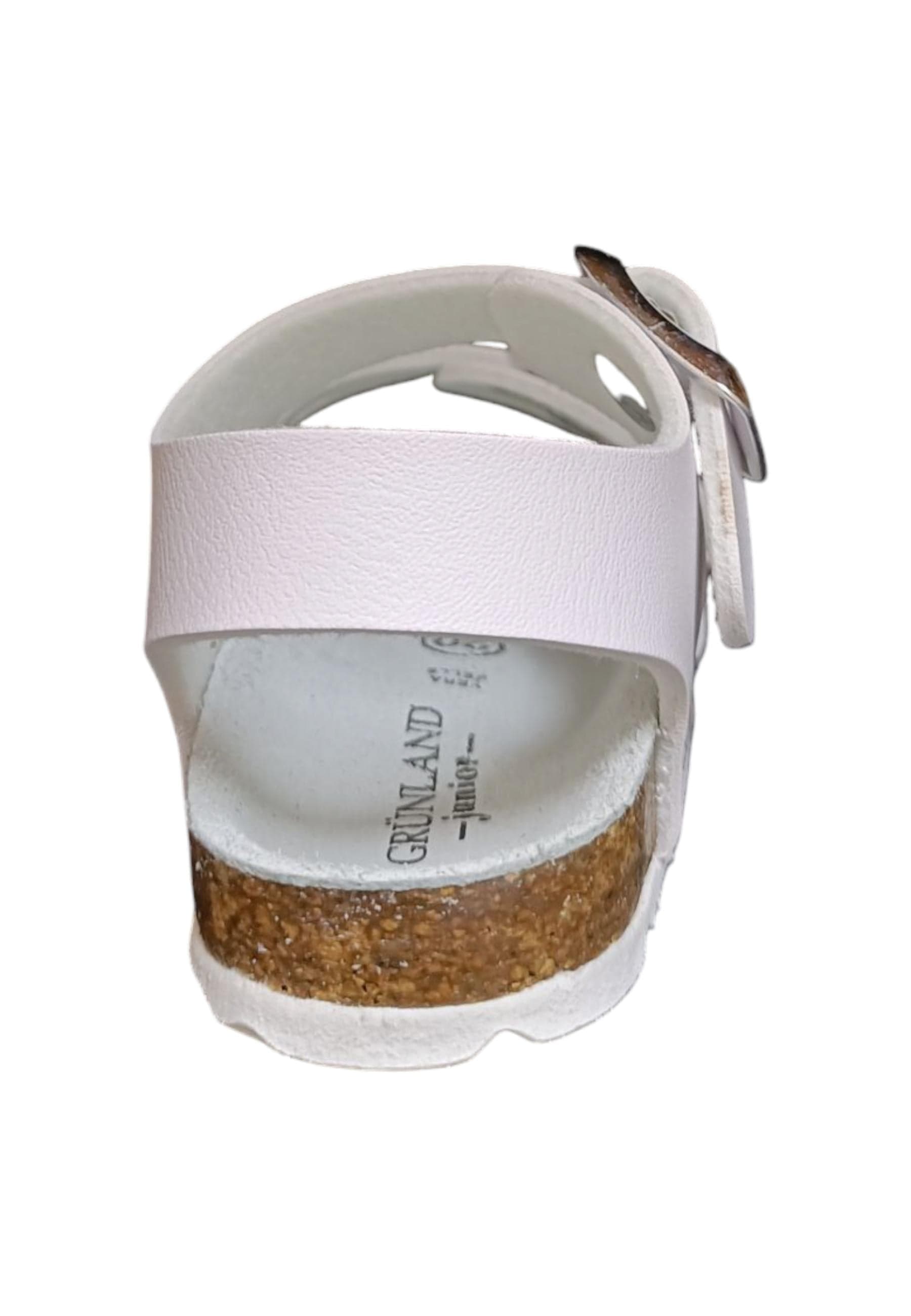 Sandalo bio bambino Grunland Junior 0027 bianco pelle sughero fibbia comfort in Ballerine Scarpetteria Gica - Trani, commercioVirtuoso.it