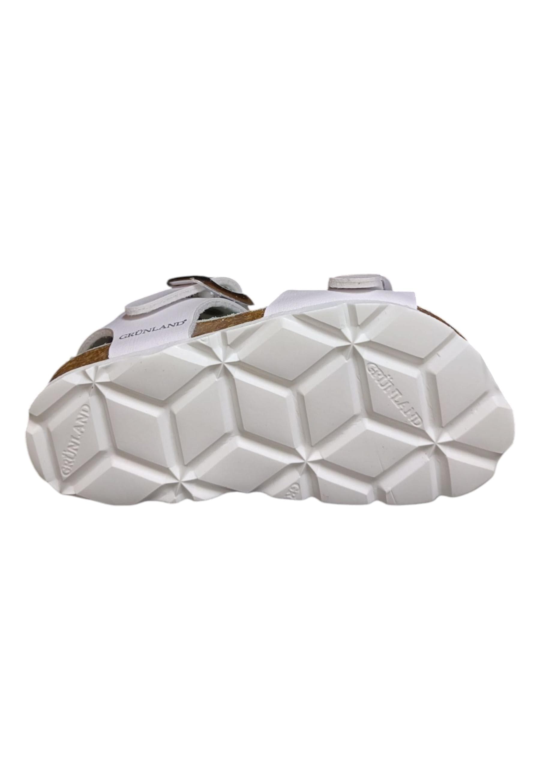 Sandalo bio bambino Grunland Junior 0027 bianco pelle sughero fibbia comfort in Ballerine Scarpetteria Gica - Trani, commercioVirtuoso.it