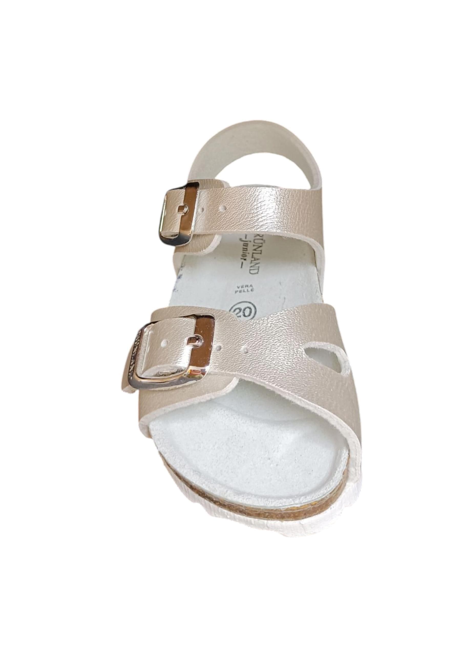 Sandalo bio bambino Grunland Junior 0392 perla pelle sughero fibbia comfort in Ballerine Scarpetteria Gica - Trani, commercioVirtuoso.it