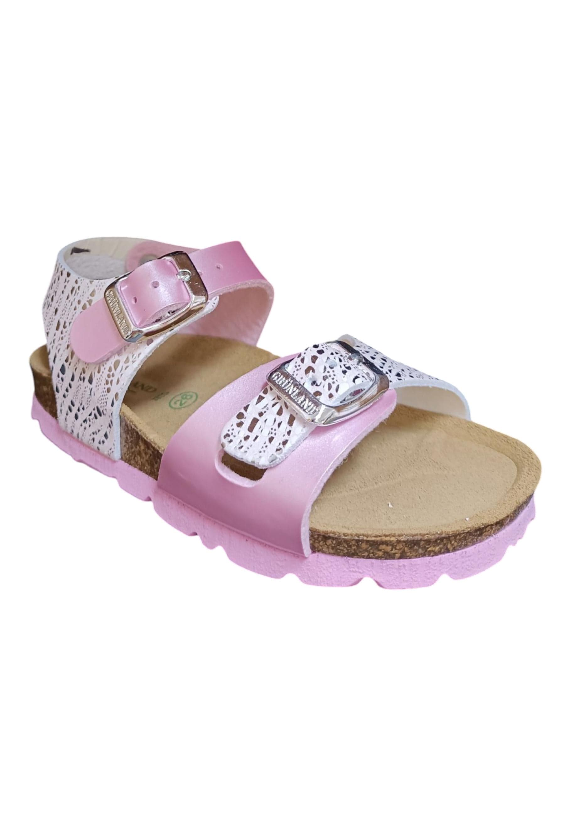 Sandalo bio bambino Grunland Junior 1129 rosa pelle sughero fibbia comfort in Ballerine Scarpetteria Gica - Trani, commercioVirtuoso.it