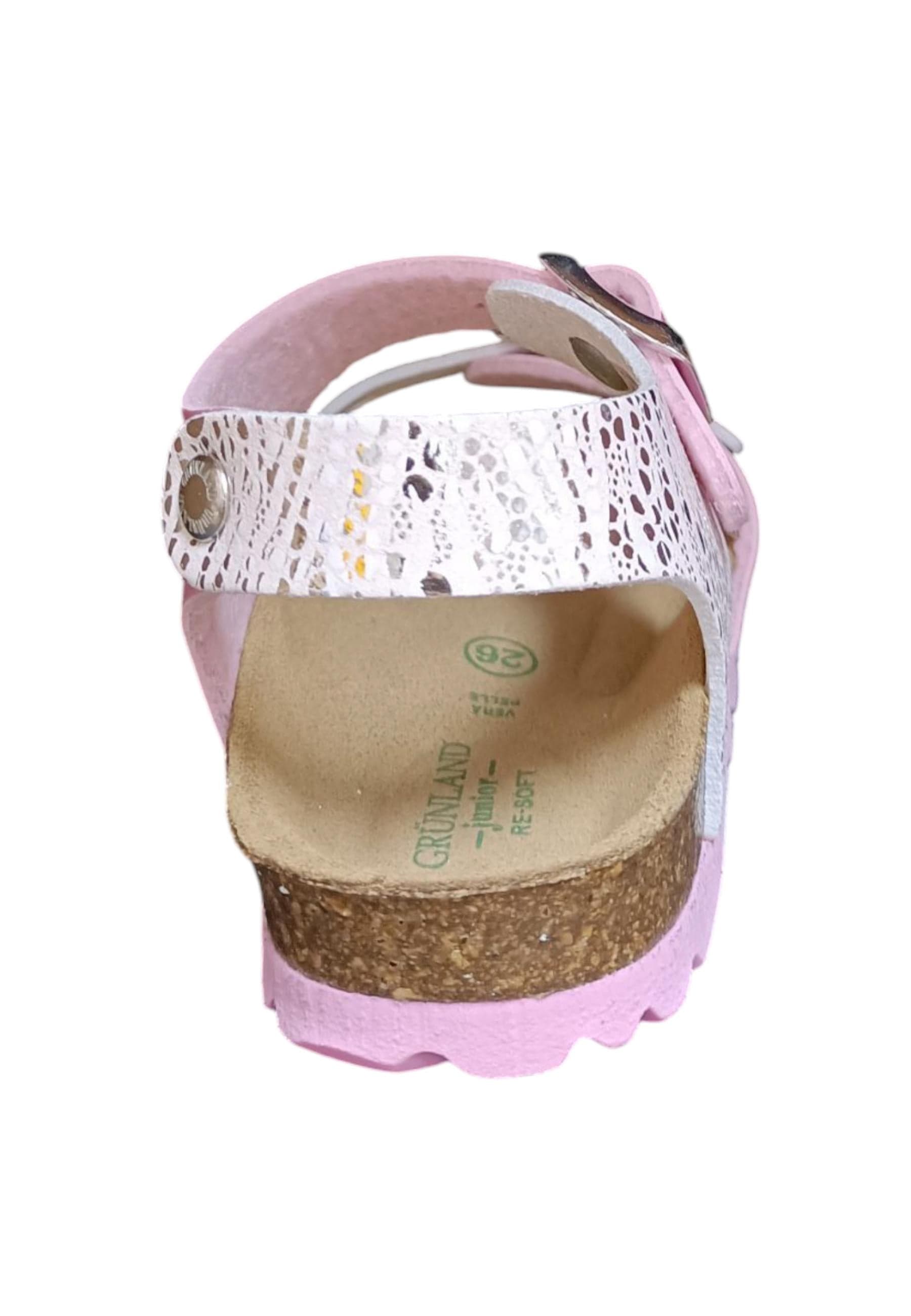 Sandalo bio bambino Grunland Junior 1129 rosa pelle sughero fibbia comfort in Ballerine Scarpetteria Gica - Trani, commercioVirtuoso.it