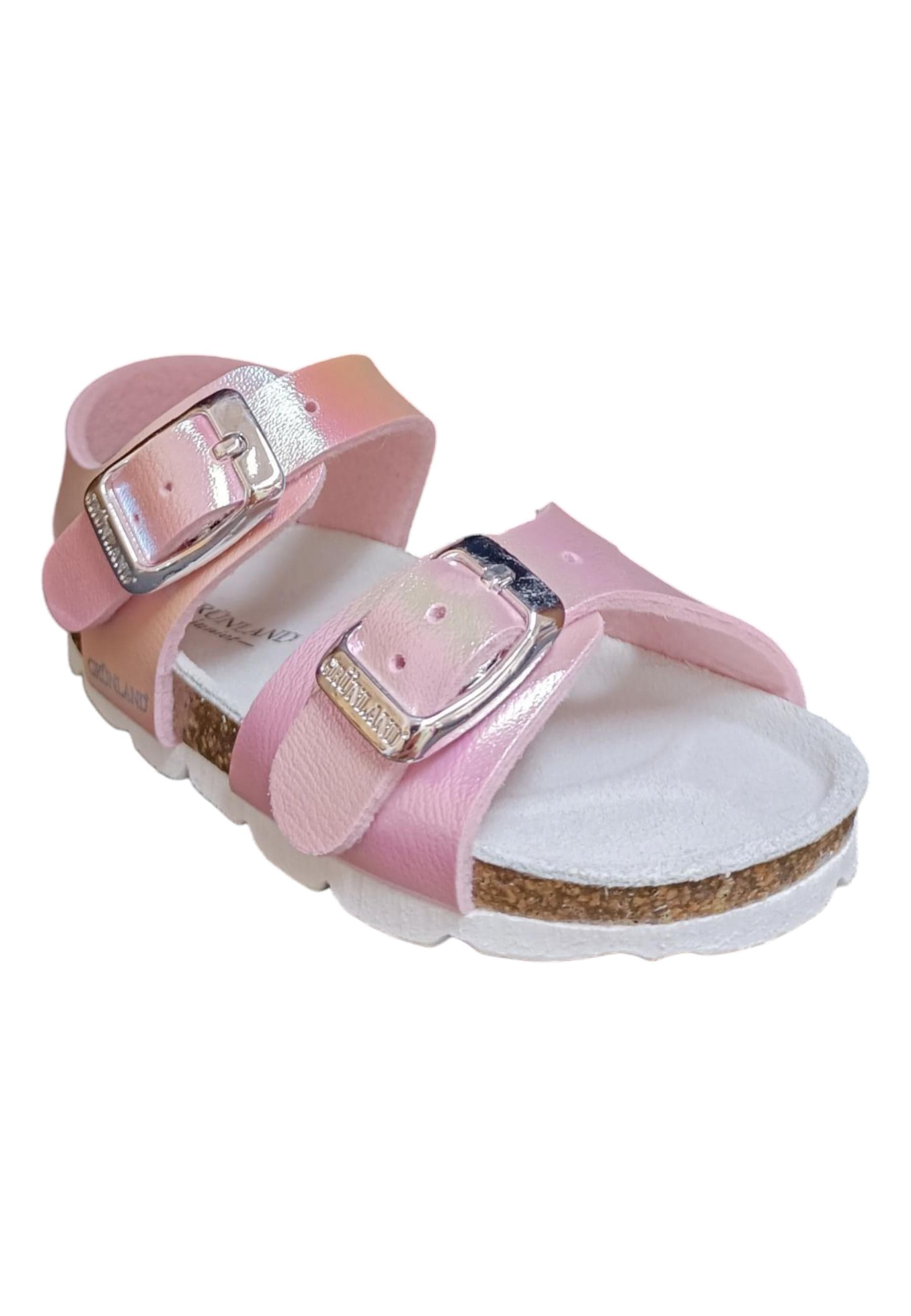 Sandalo bio bambino Grunland Junior 0392 rosa pelle sughero fibbia comfort in Ballerine Scarpetteria Gica - Trani, commercioVirtuoso.it