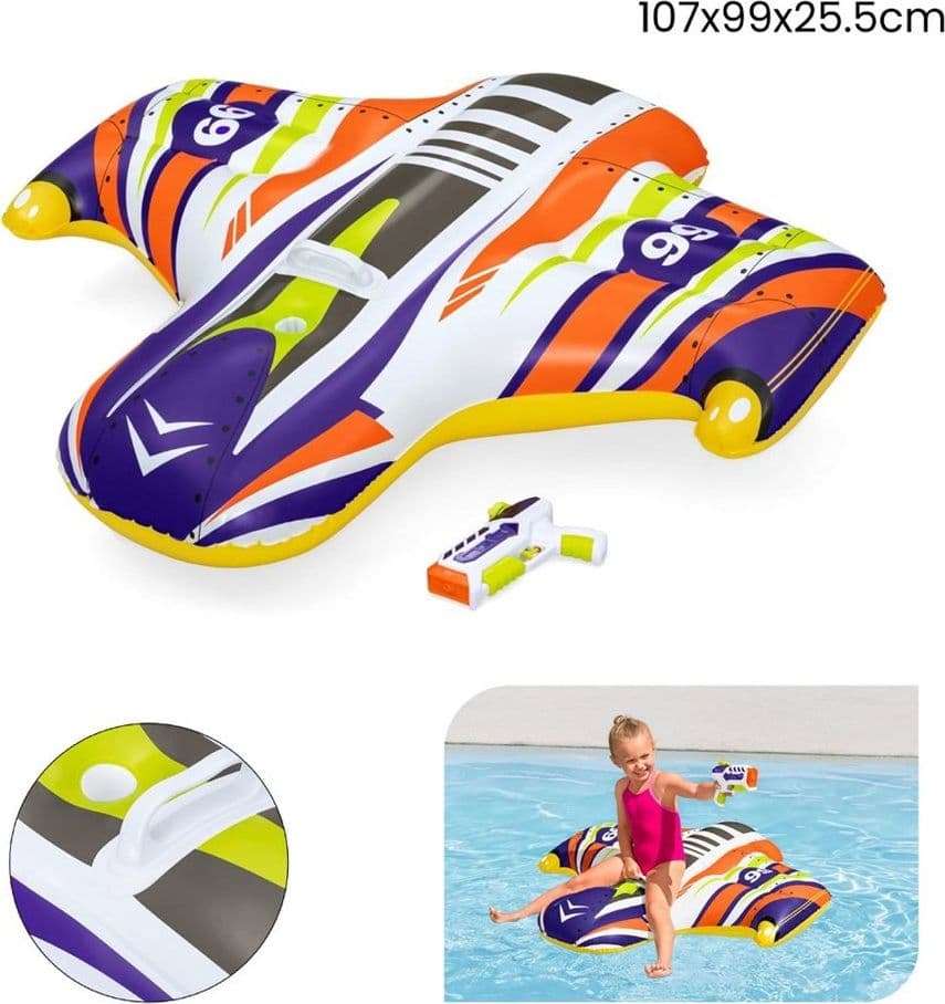 CAVALCABILE GONFIABILE SPLASH SHUTTLE 117X107CM GALLEGGIANTE CON MANIGLIA PISTOLA 41503 - 12