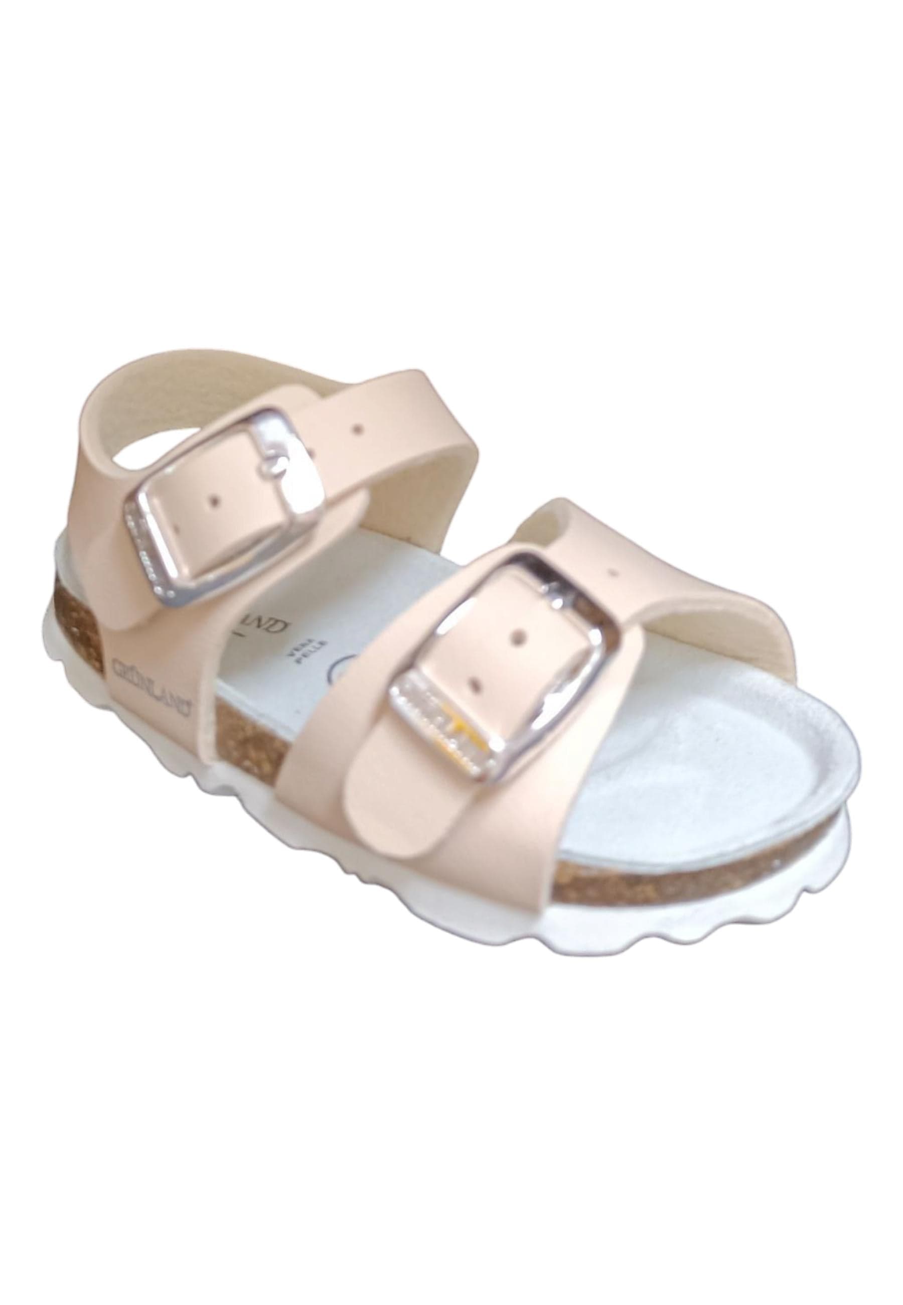 Sandalo bio bambino Grunland Junior 0027 pesca pelle sughero fibbia comfort in Ballerine Scarpetteria Gica - Trani, commercioVirtuoso.it