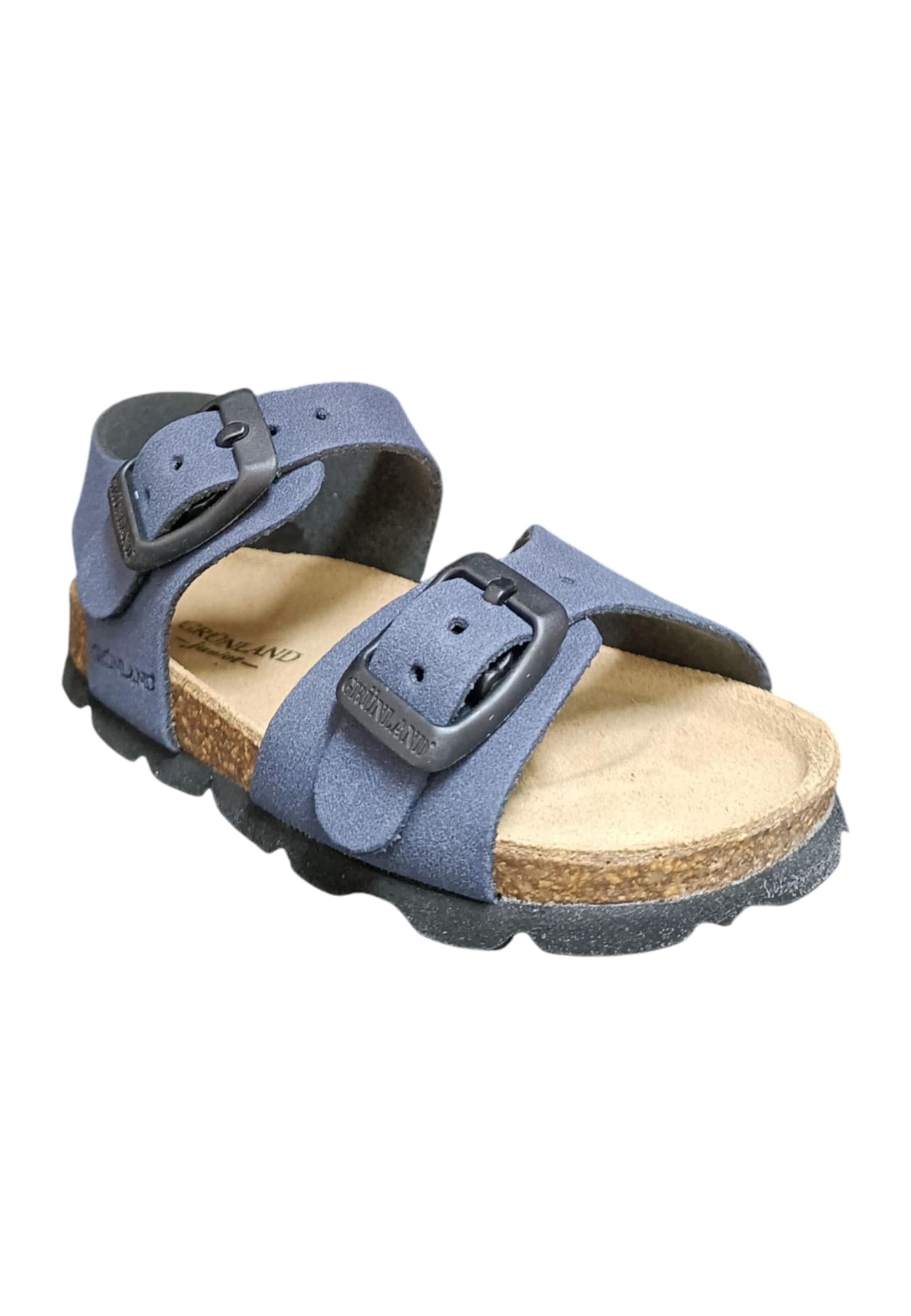 Sandalo bio bambino Grunland Junior 0634 blu pelle sughero fibbia comfort in Ballerine Scarpetteria Gica - Trani, commercioVirtuoso.it