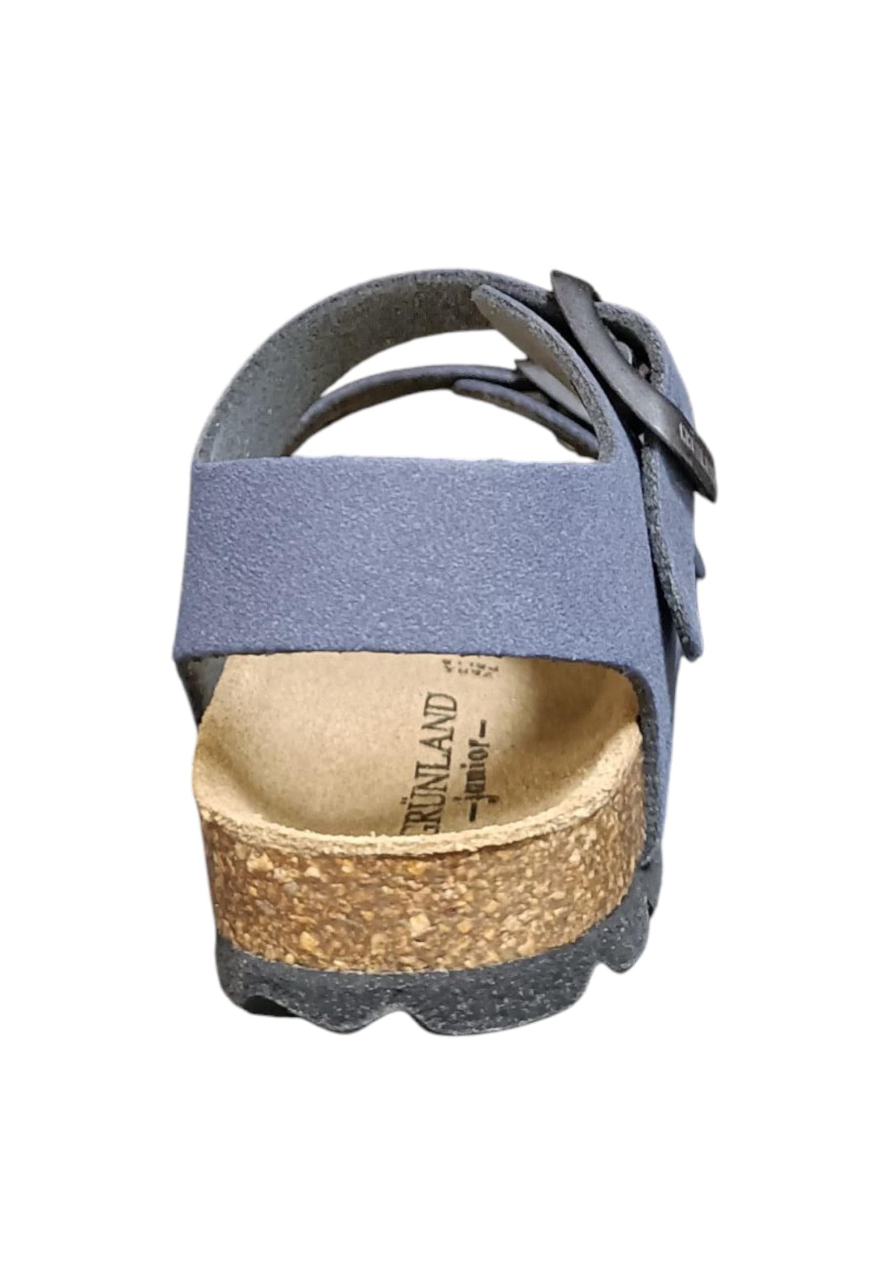 Sandalo bio bambino Grunland Junior 0634 blu pelle sughero fibbia comfort in Ballerine Scarpetteria Gica - Trani, commercioVirtuoso.it