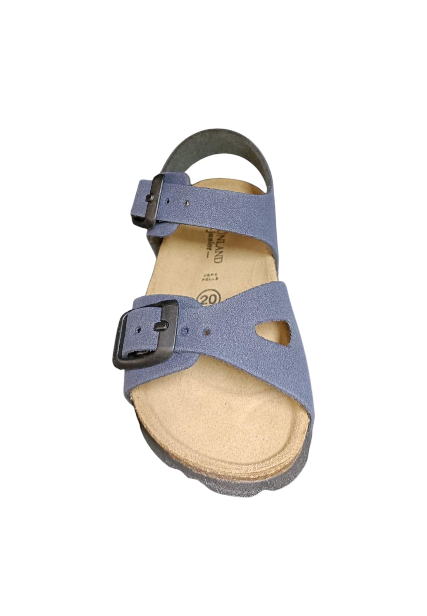 Sandalo bio bambino Grunland Junior 0634 blu pelle sughero fibbia comfort in Ballerine Scarpetteria Gica - Trani, commercioVirtuoso.it