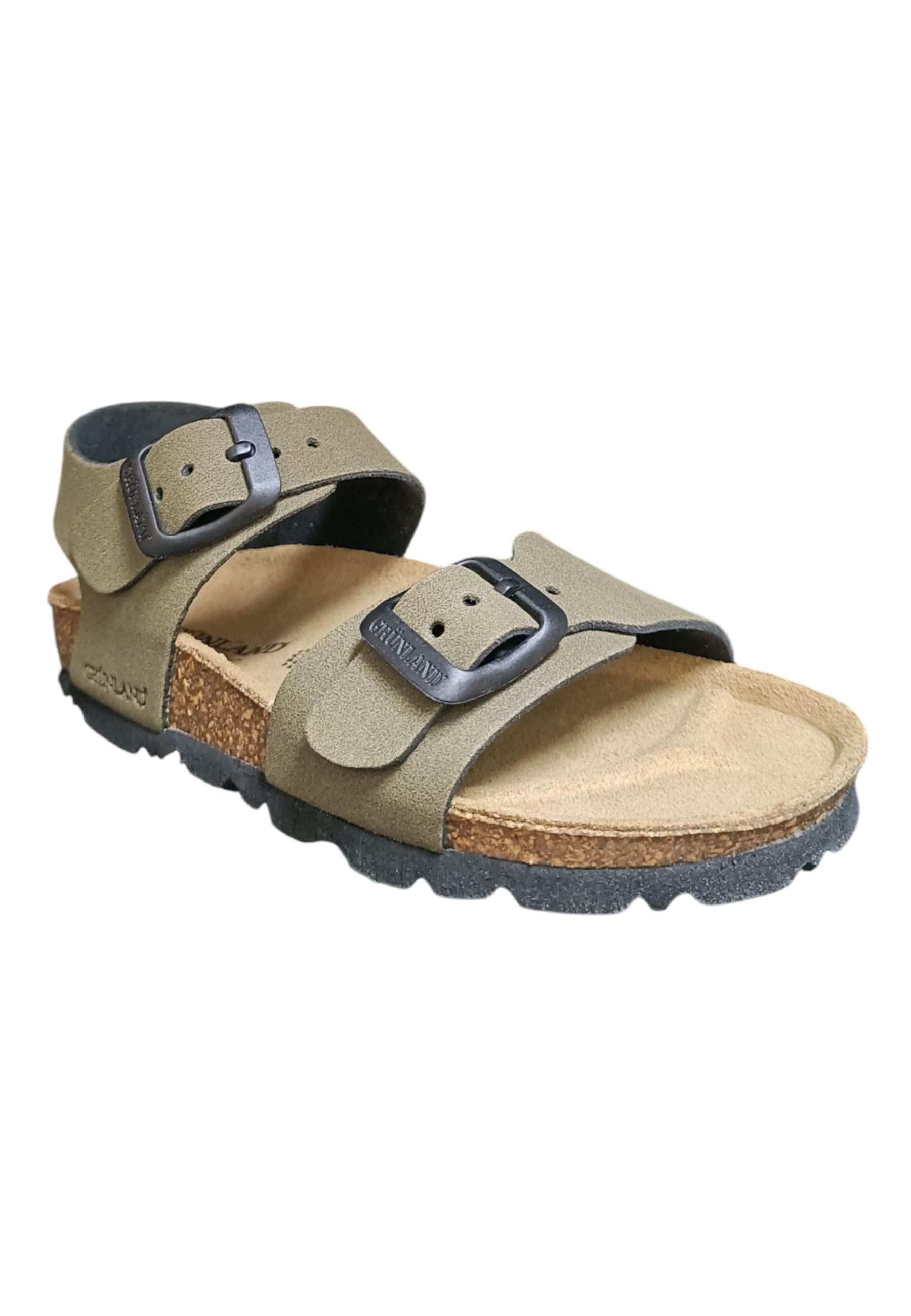 Sandalo bambino Grunland Junior 0635 oliva bio fibbia comfort naturale in Ballerine Scarpetteria Gica - Trani, commercioVirtuoso.it
