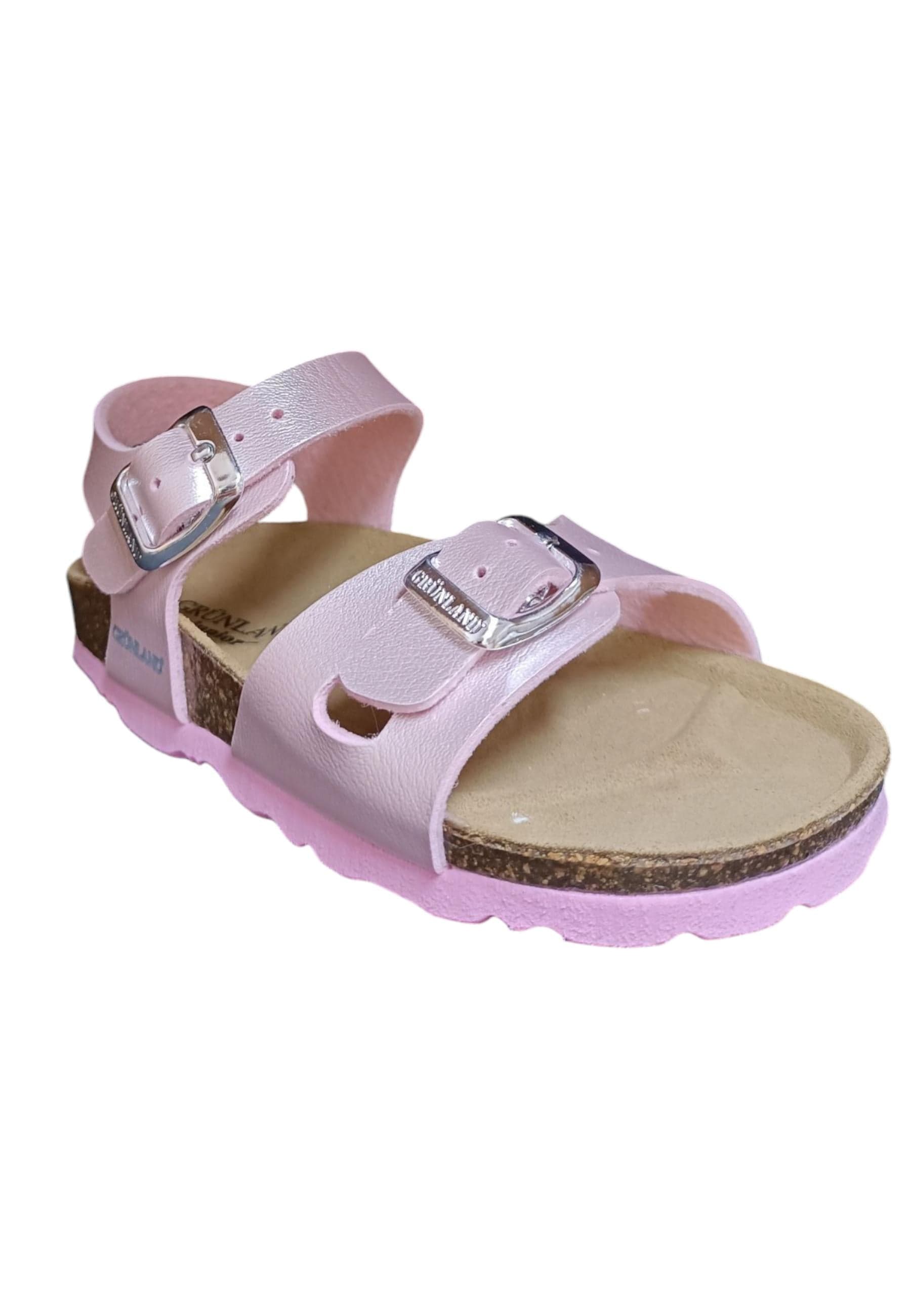 Sandalo bio bambino Grunland Junior 0646 rosa pelle sughero fibbia comfort in Ballerine Scarpetteria Gica - Trani, commercioVirtuoso.it