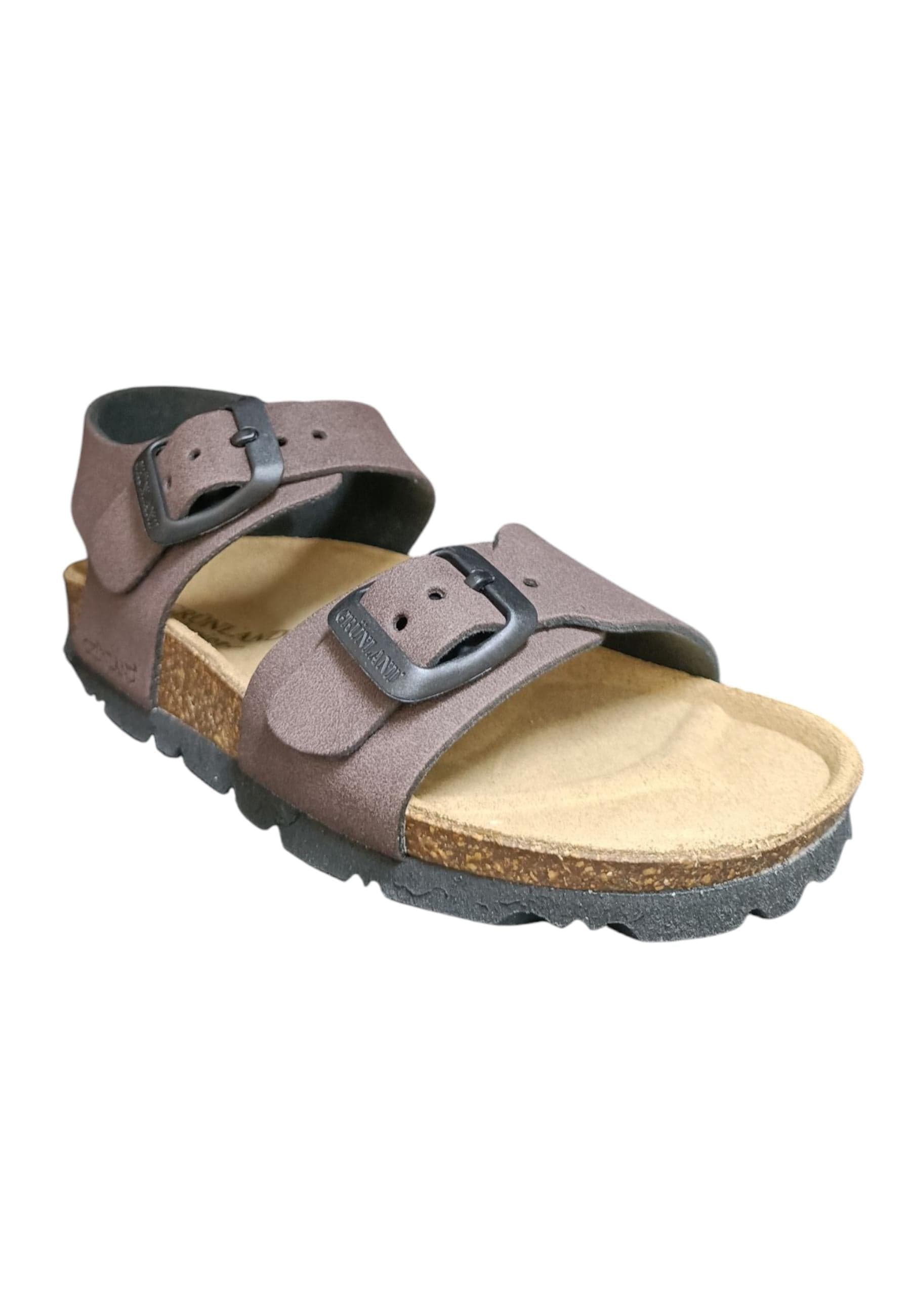 Sandalo bio bambino Grunland Junior 0635 testa di moro pelle sughero fibbia comfort in Ballerine Scarpetteria Gica - Trani, commercioVirtuoso.it
