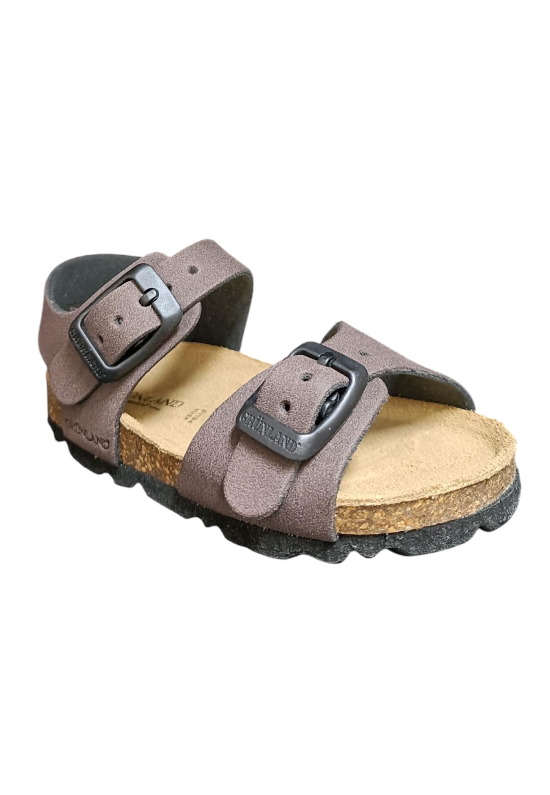Sandalo bio bambino Grunland Junior 0634 testa di moro pelle sughero fibbia comfort in Ballerine Scarpetteria Gica - Trani, commercioVirtuoso.it